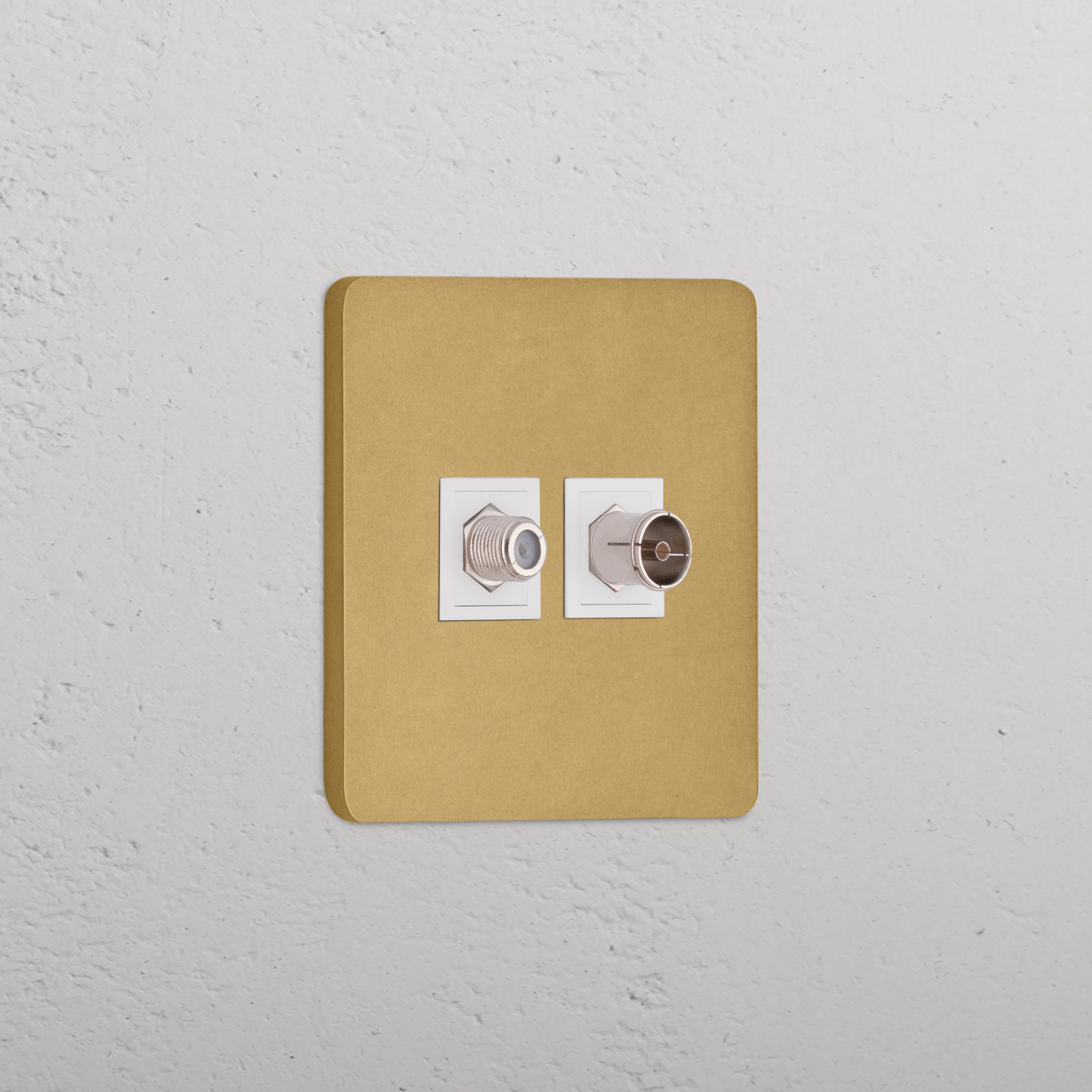 Grove Single Satellite & TV Socket - Antique Brass | White