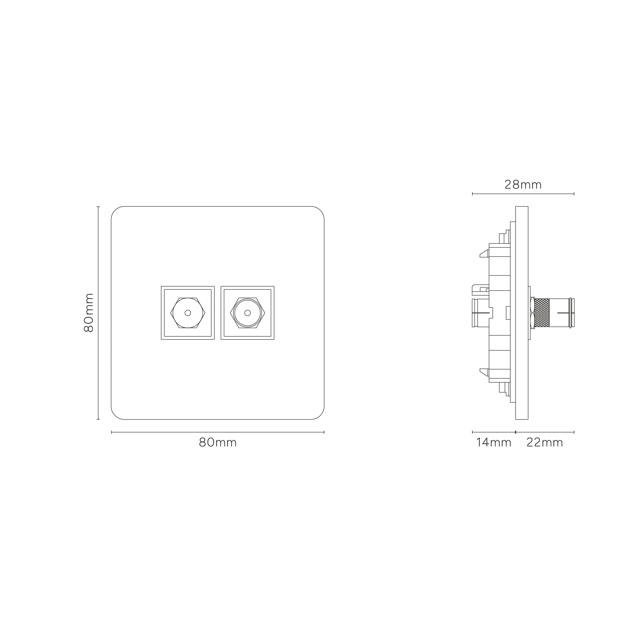 Grove Single Satellite & TV Socket - Polished Nickel | White - Image 3