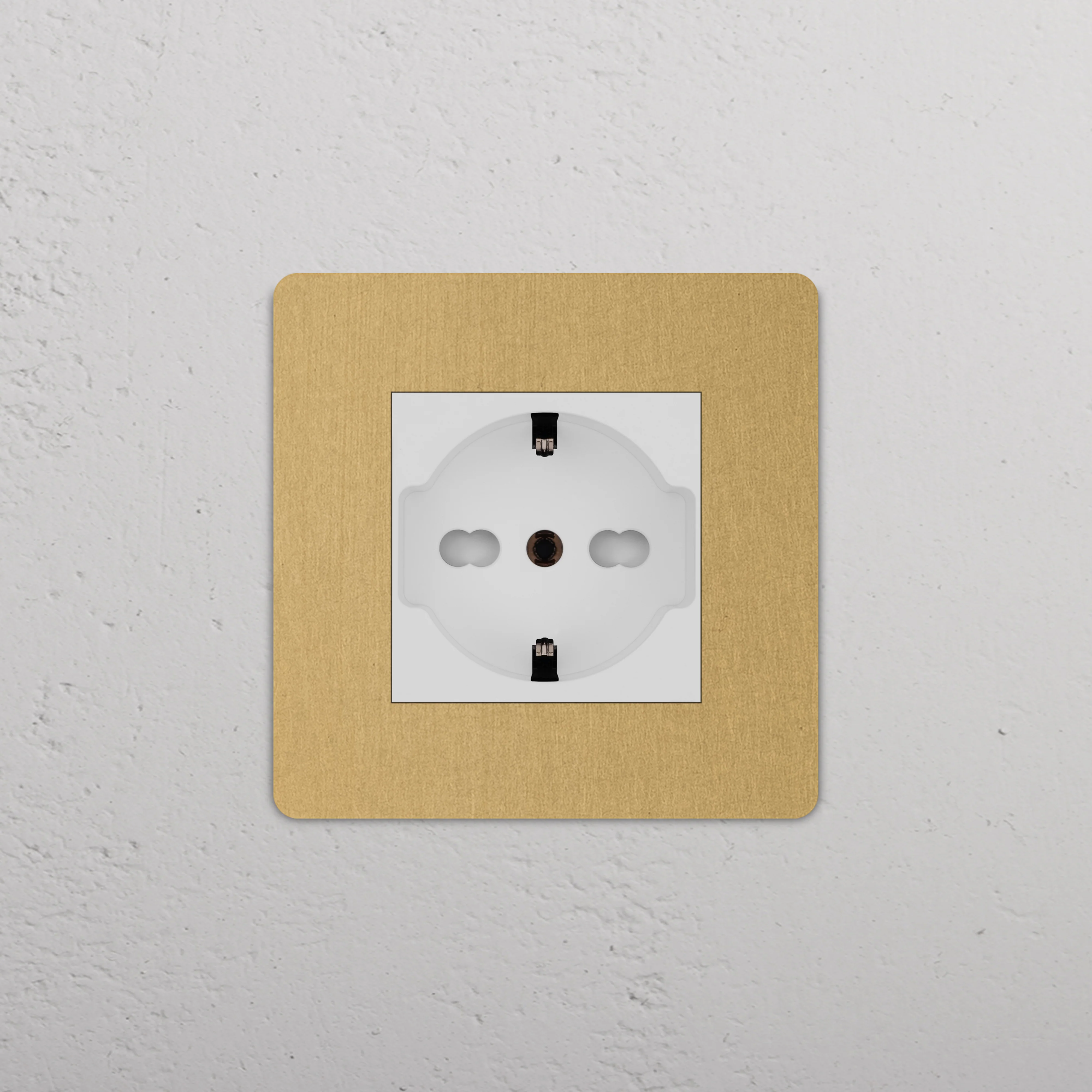 Grove Single Schuko/Bipasso Socket - Antique Brass | White - Image 2