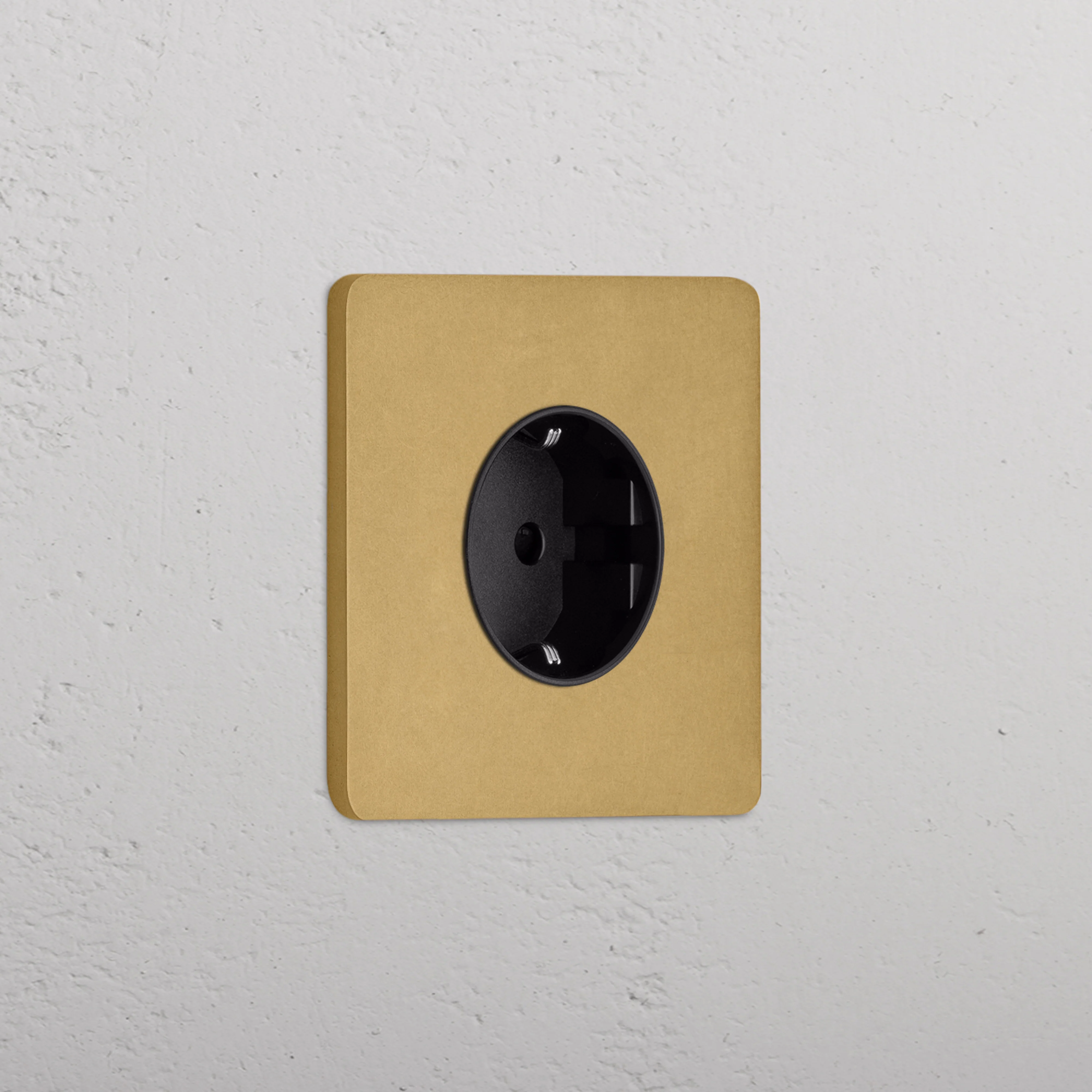 Grove Single Schuko Type F Socket - Antique Brass | Black