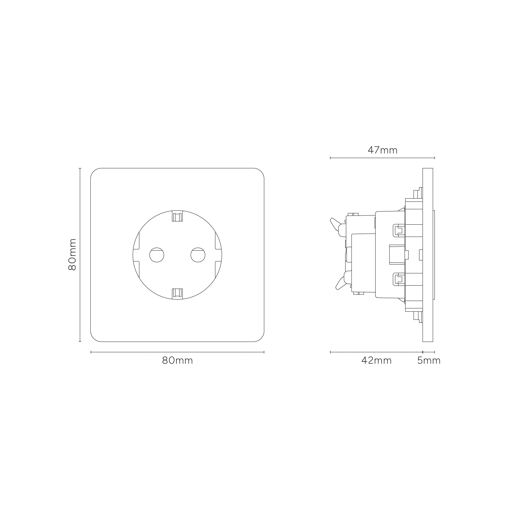 Grove Single Schuko Type F Socket - Antique Brass | White - Image 3