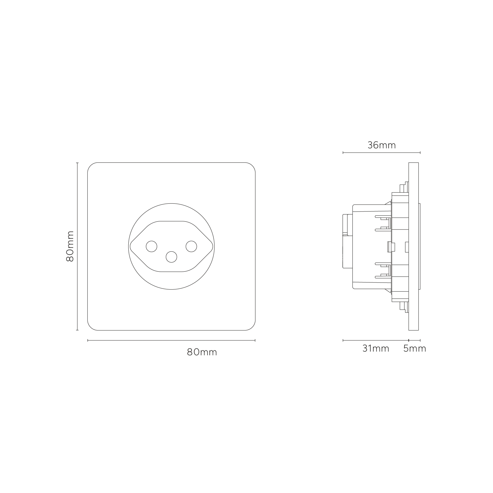 Grove Single Swiss Type J Socket - Antique Brass | White - Image 3