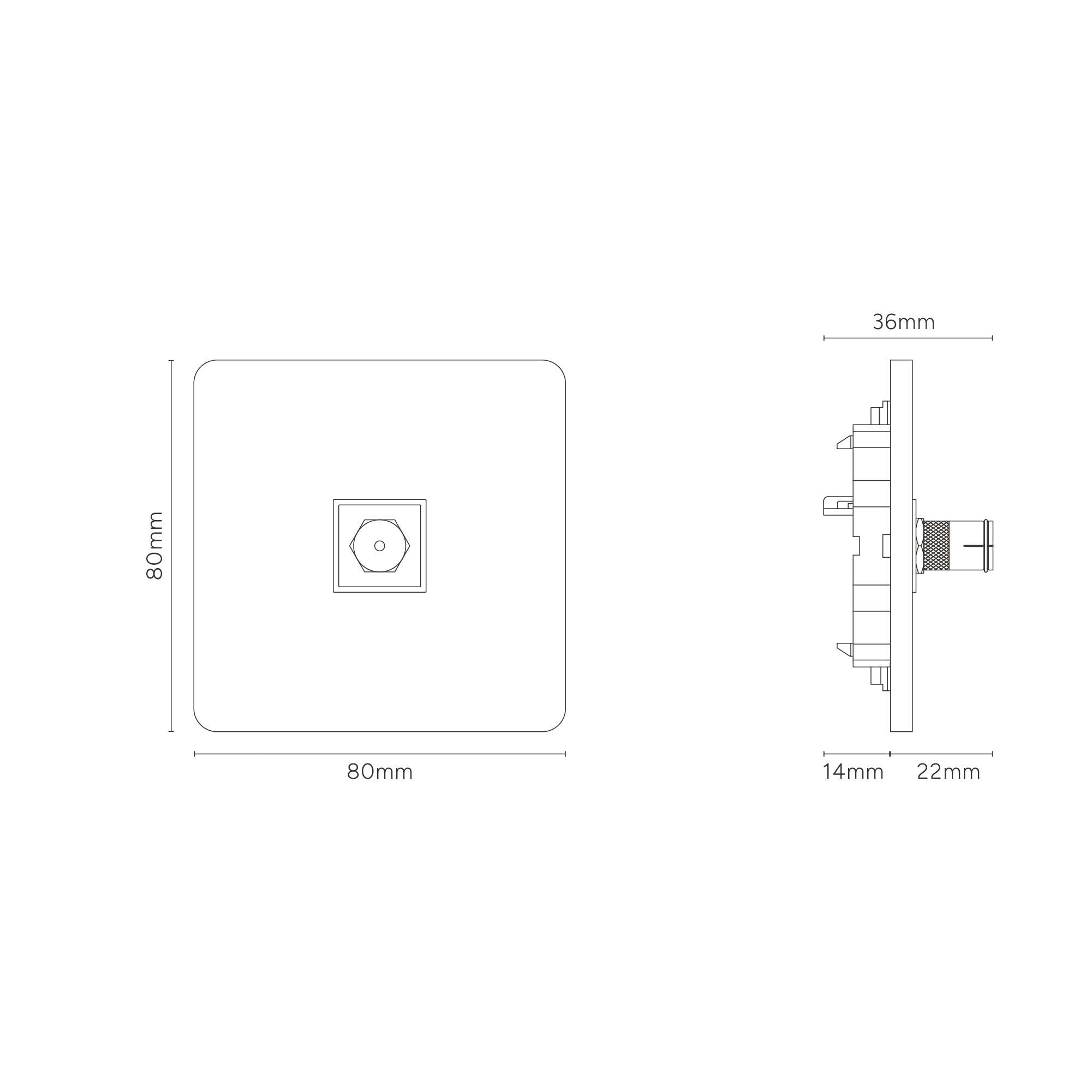 Grove Single TV Socket - Bronze | Black - Image 6