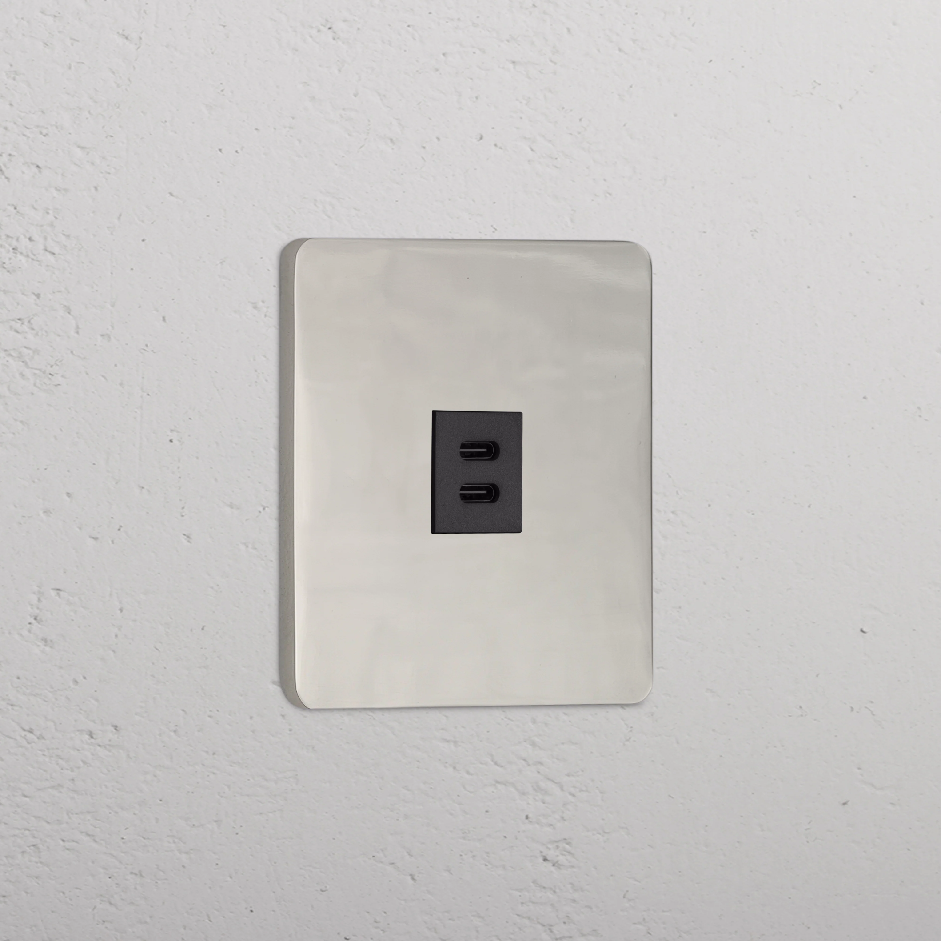 Grove Single USB-C 30W Socket - Polished Nickel | Black