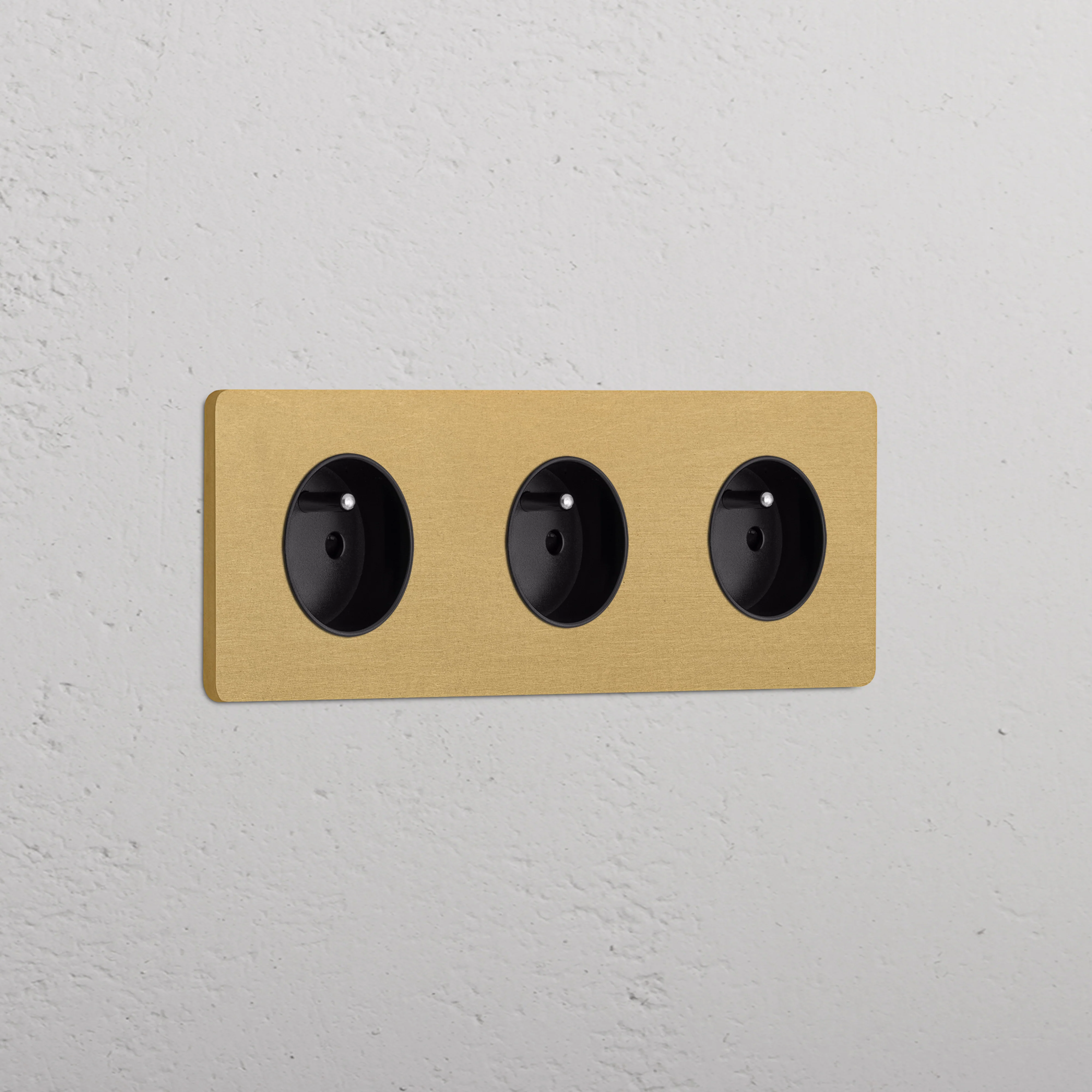 Grove Triple 3x French/Belgian Type E Socket - Antique Brass | Black