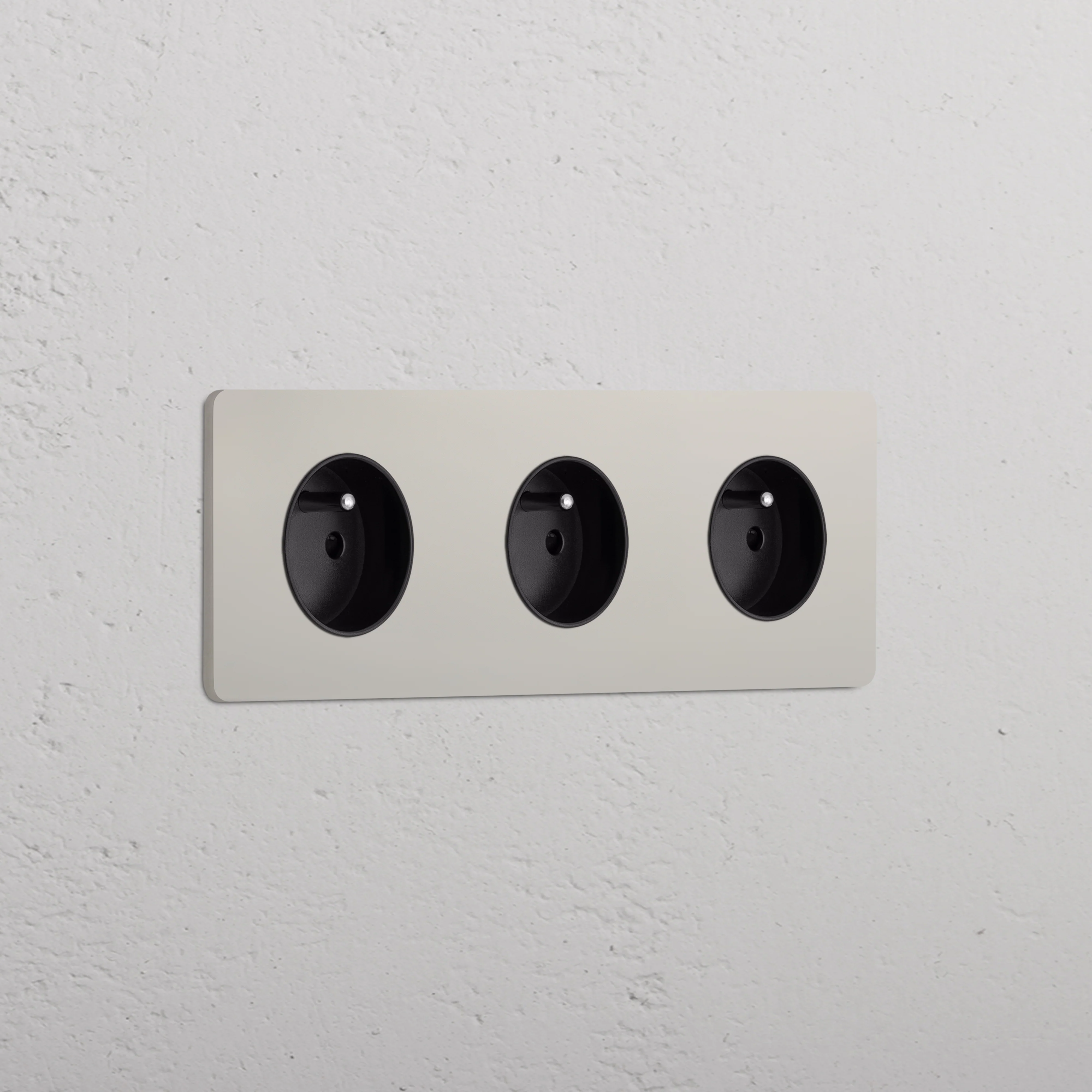 Grove Triple 3x French/Belgian Type E Socket - Polished Nickel | Black