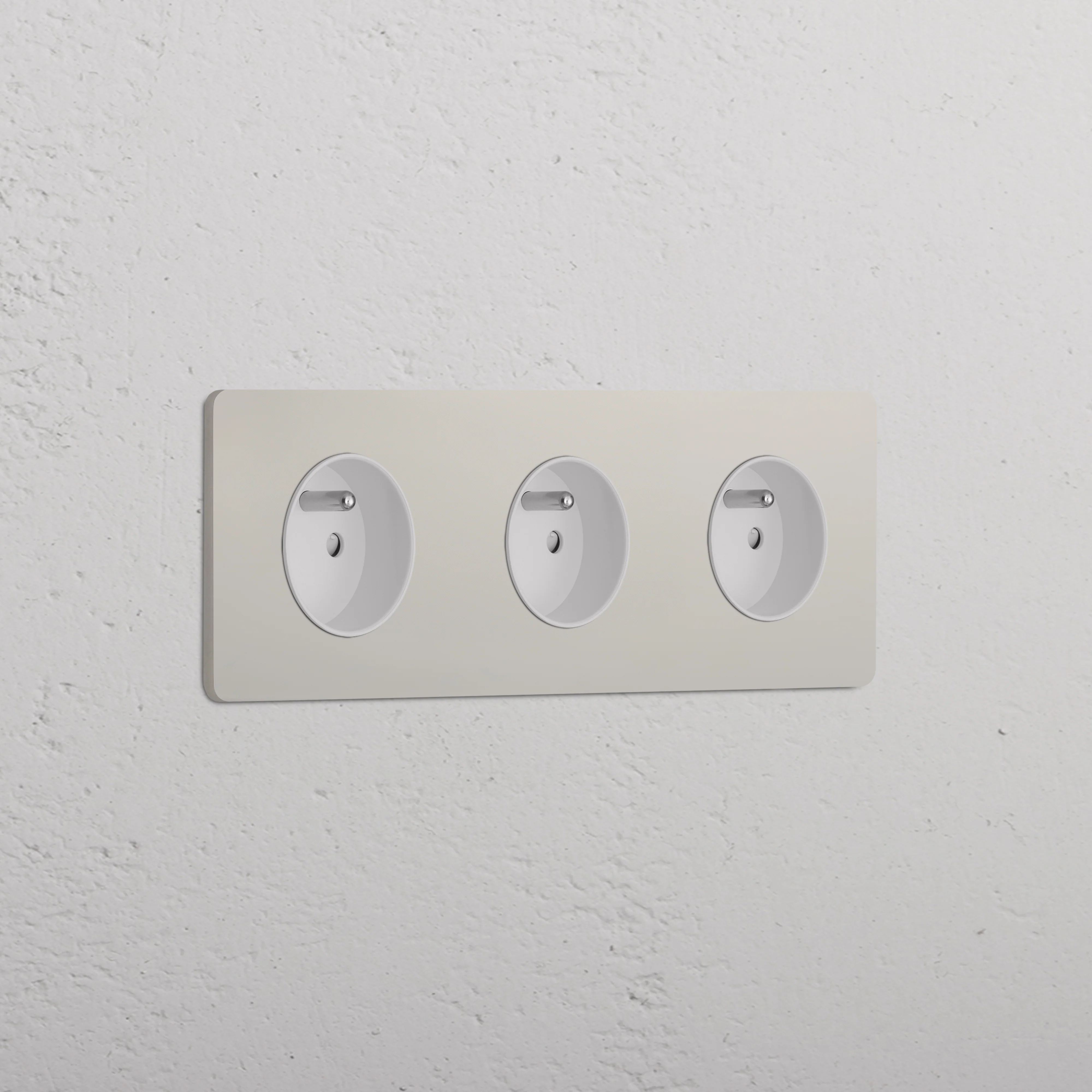Grove Triple 3x French/Belgian Type E Socket - Polished Nickel | White
