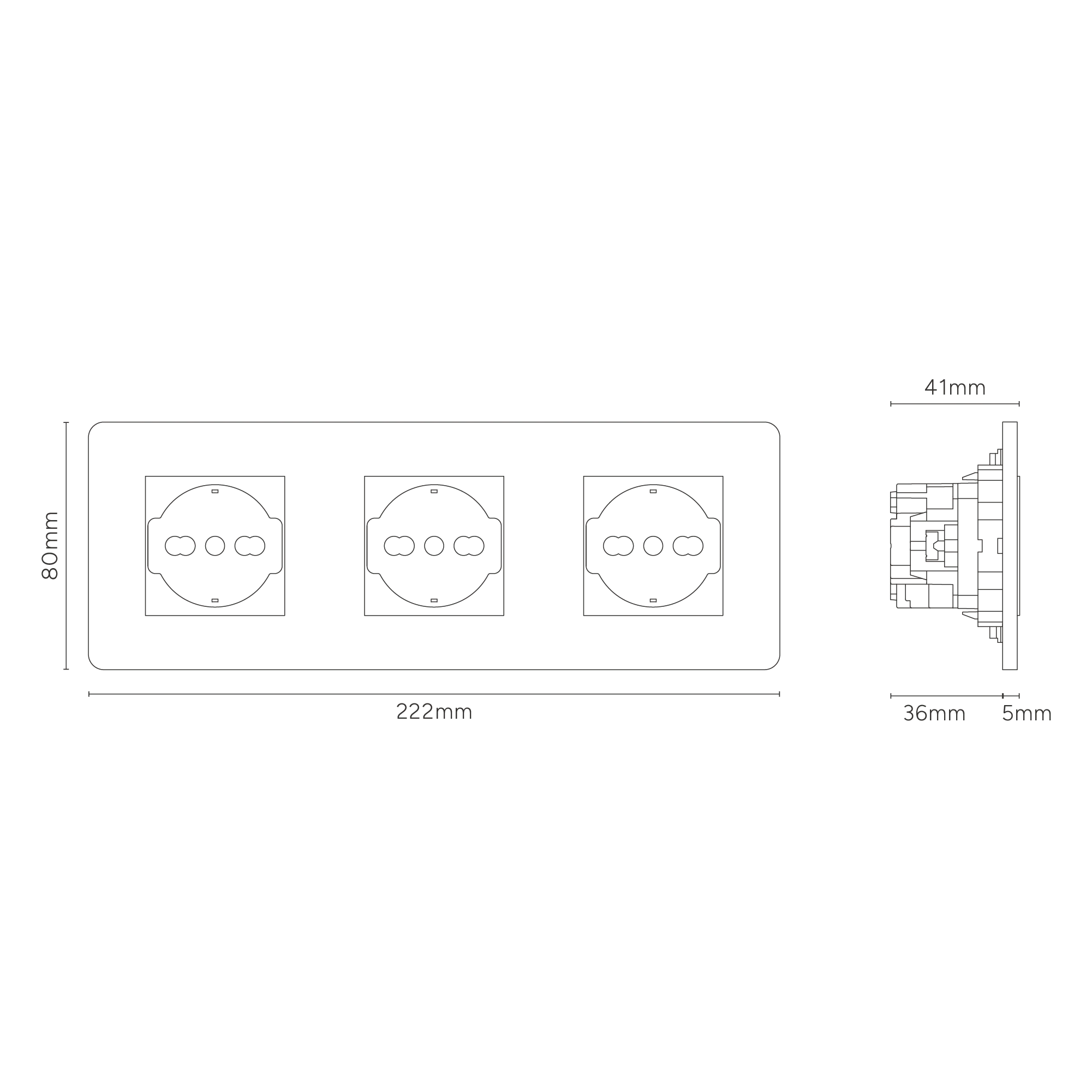 Grove Triple 3x Schuko/Bipasso Socket - Bronze | Black - Image 3