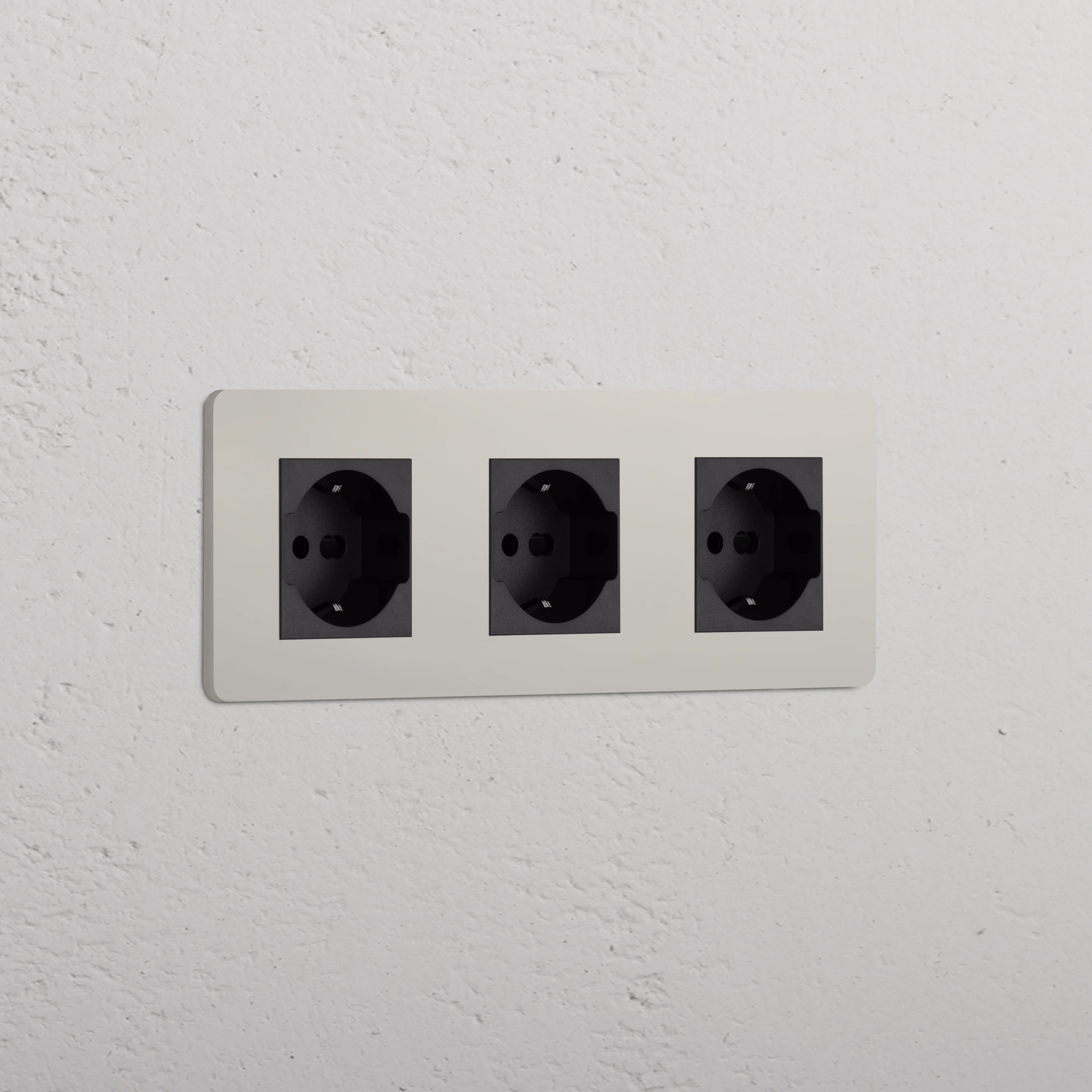 Grove Triple 3x Schuko/Bipasso Socket - Polished Nickel | Black