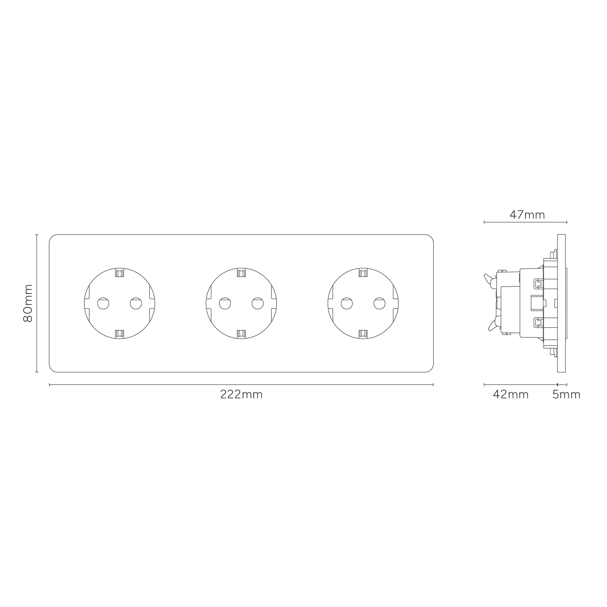 Grove Triple 3x Schuko Type F Socket - Polished Nickel | Black - Image 3