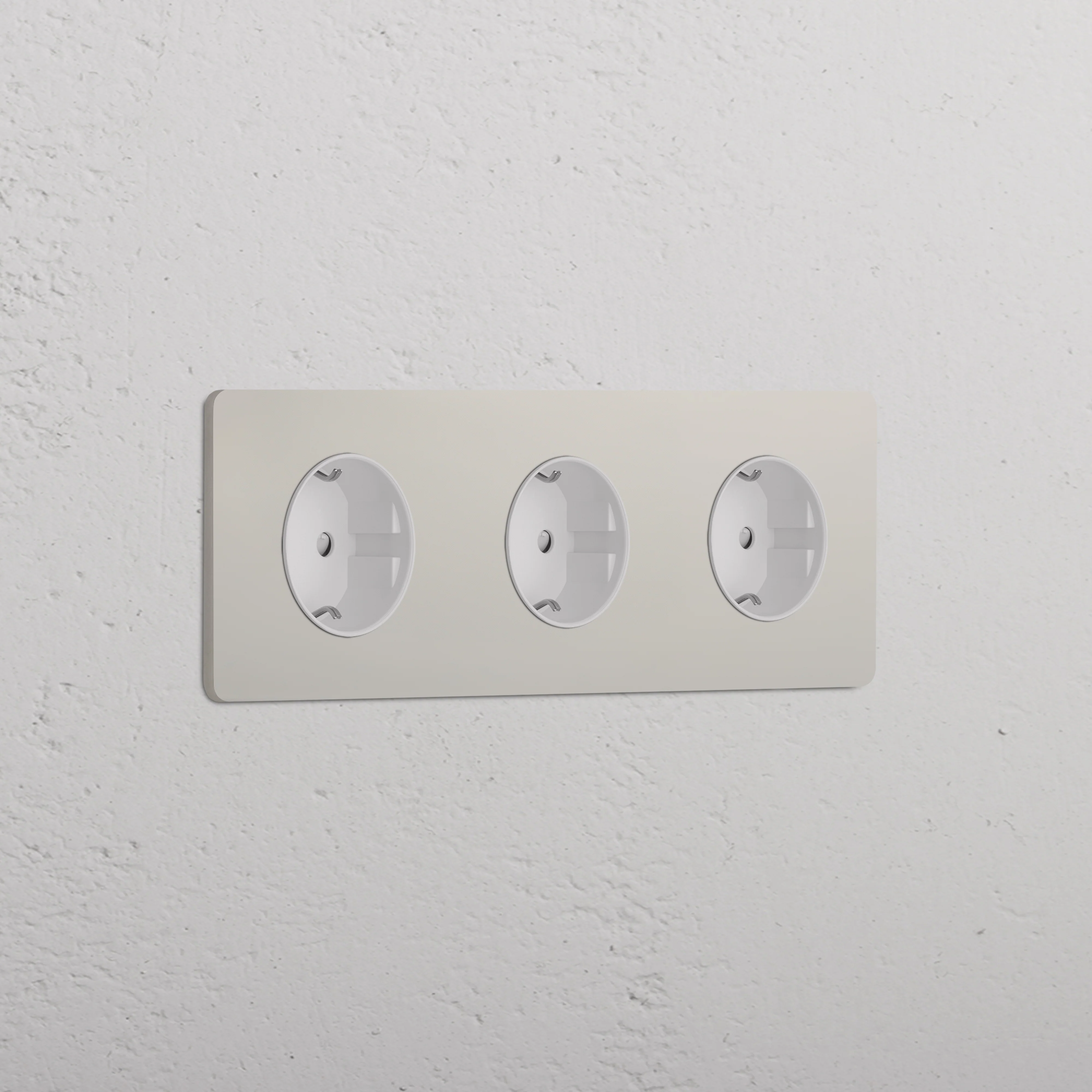 Grove Triple 3x Schuko Type F Socket - Polished Nickel | White