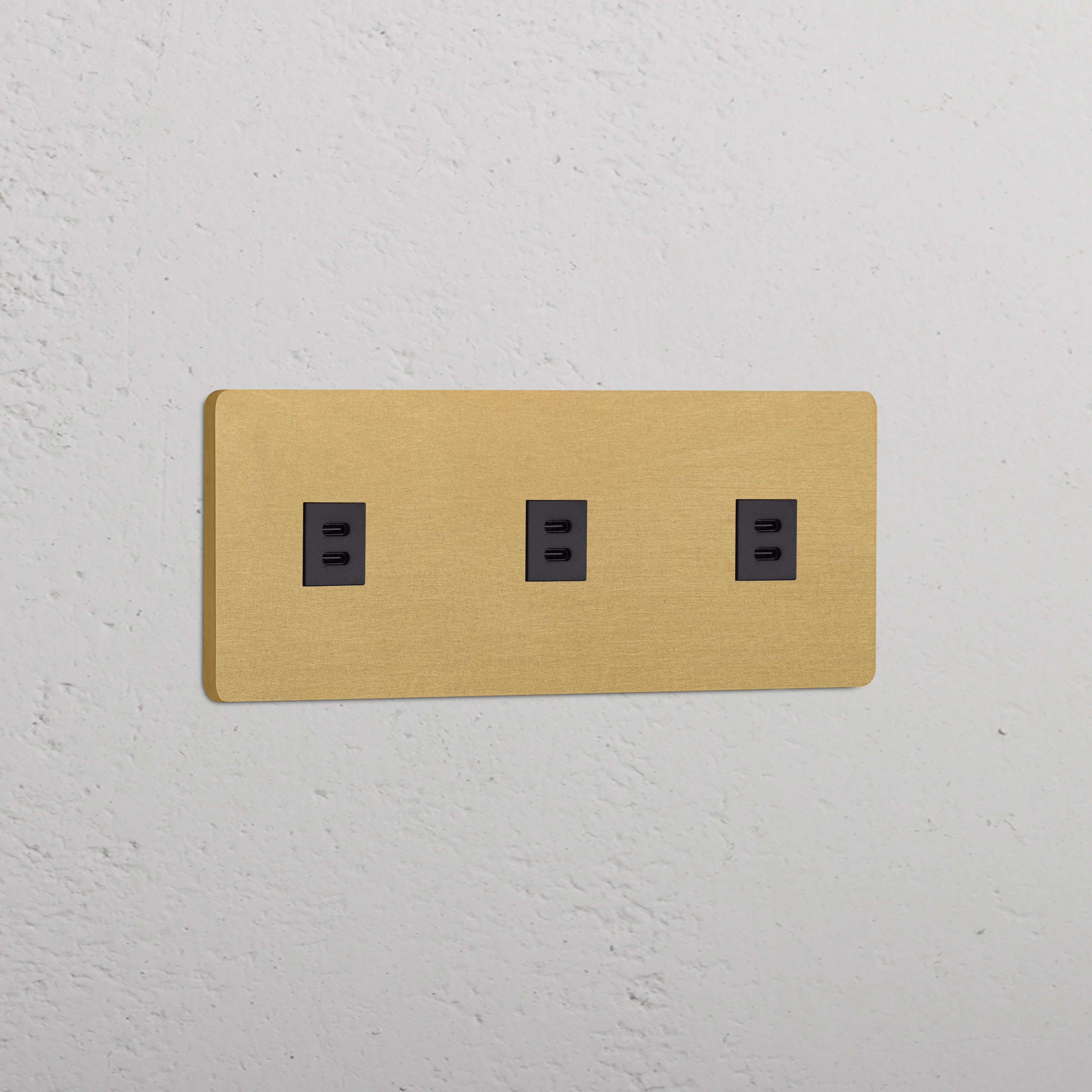Grove Triple 3x USB-C 30W Socket - Antique Brass | Black
