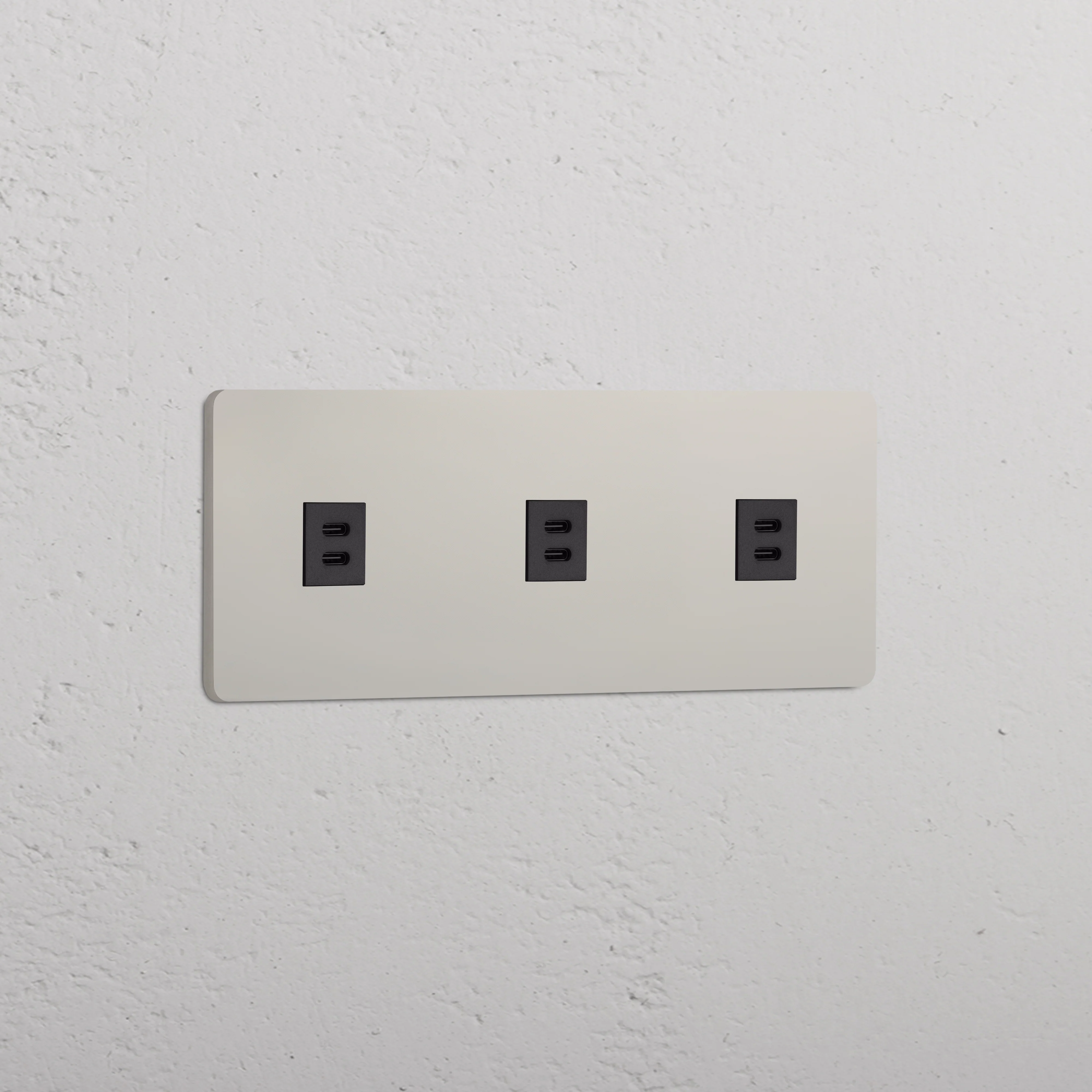 Grove Triple 3x USB-C 30W Socket - Polished Nickel | Black