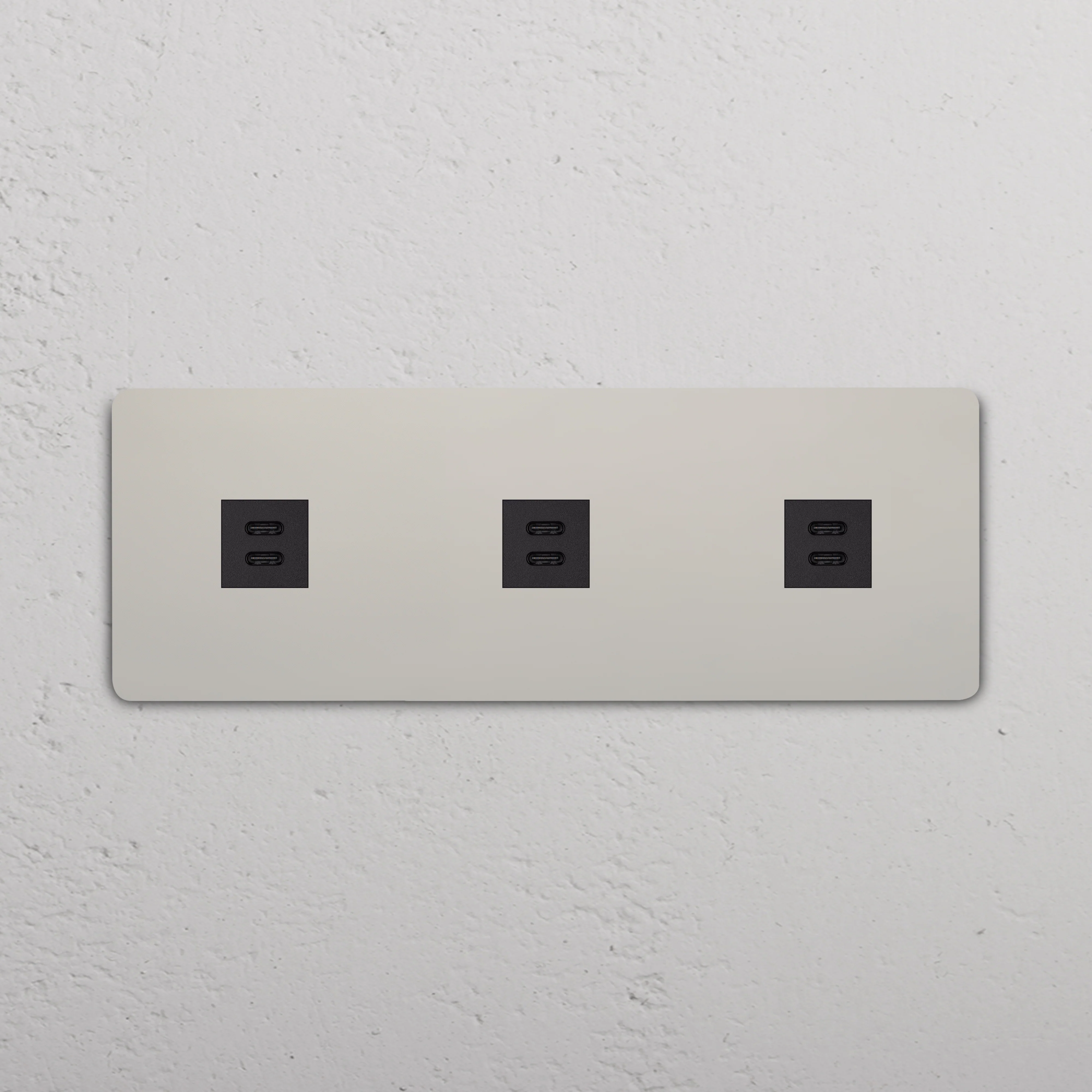 Grove Triple 3x USB-C 30W Socket - Polished Nickel | Black - Image 2