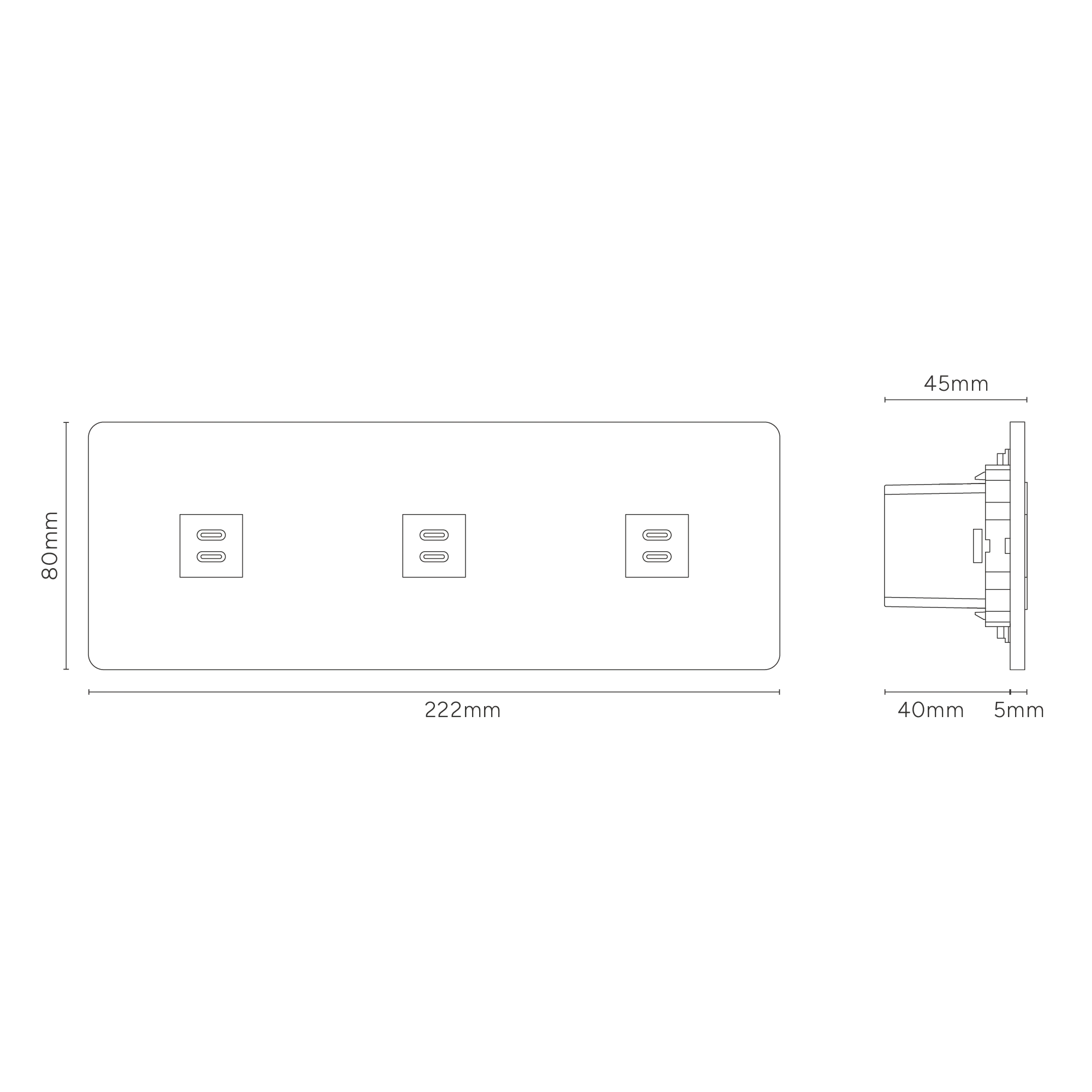Grove Triple 3x USB-C 30W Socket - Polished Nickel | Black - Image 3