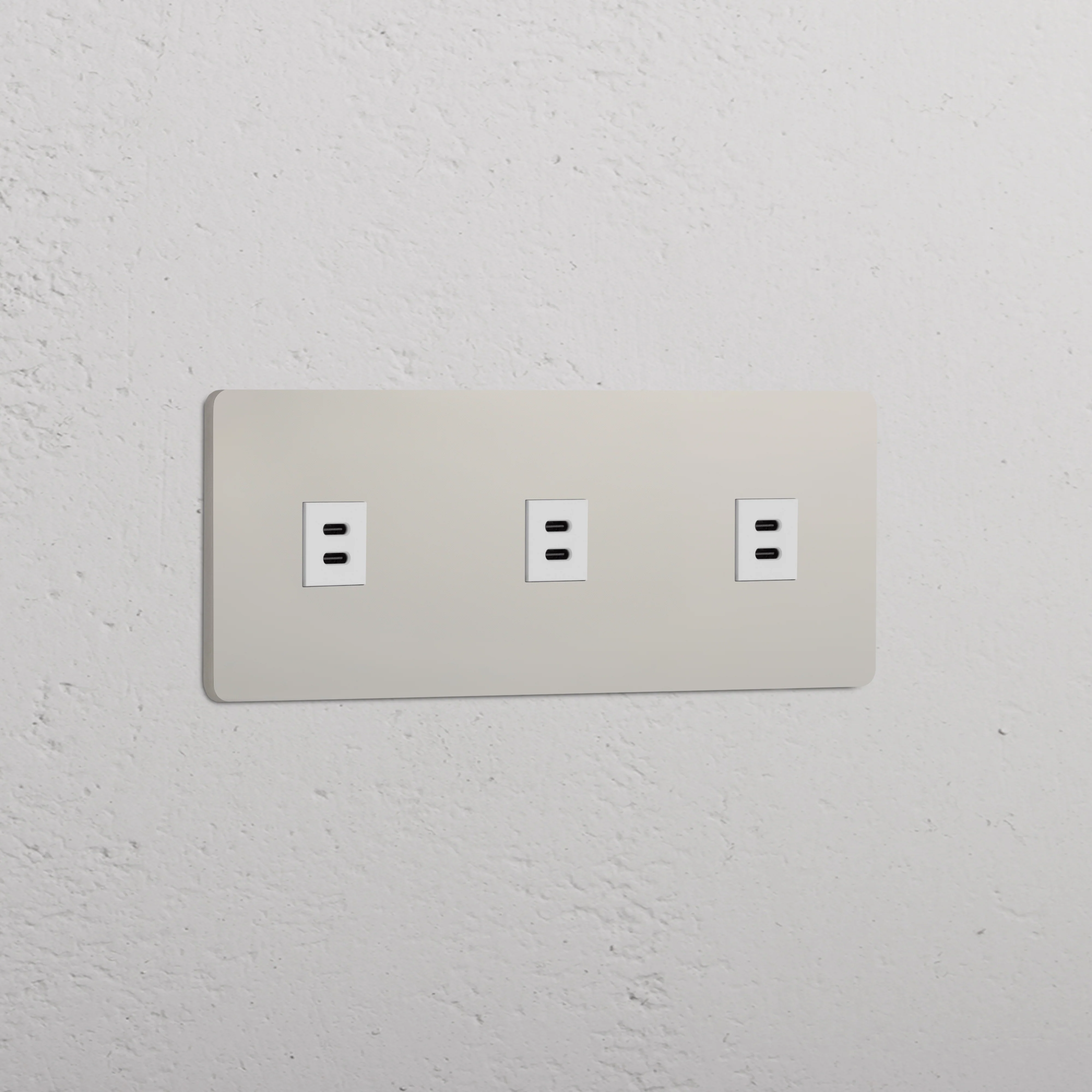 Grove Triple 3x USB-C 30W Socket - Polished Nickel | White