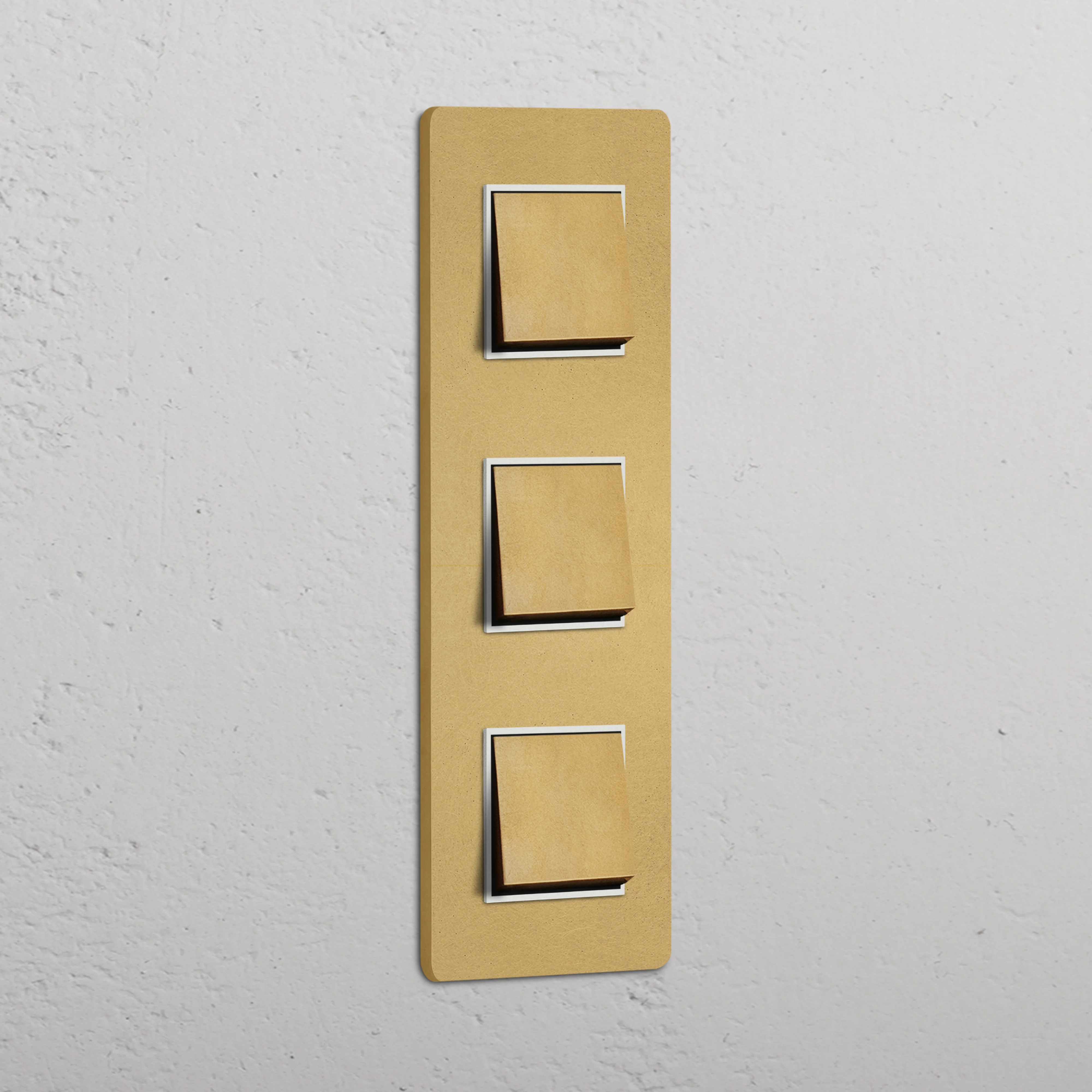 Grove Triple 3x Vertical Rocker Switch - Antique Brass | White