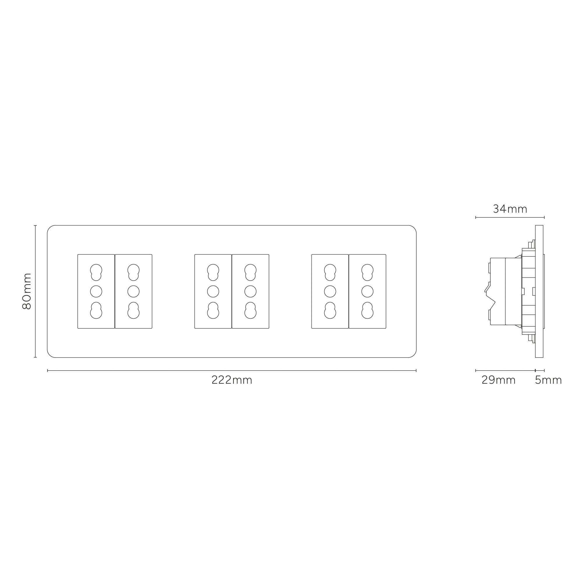 Grove Triple 6x Bipasso Socket - Polished Nickel | Black - Image 3