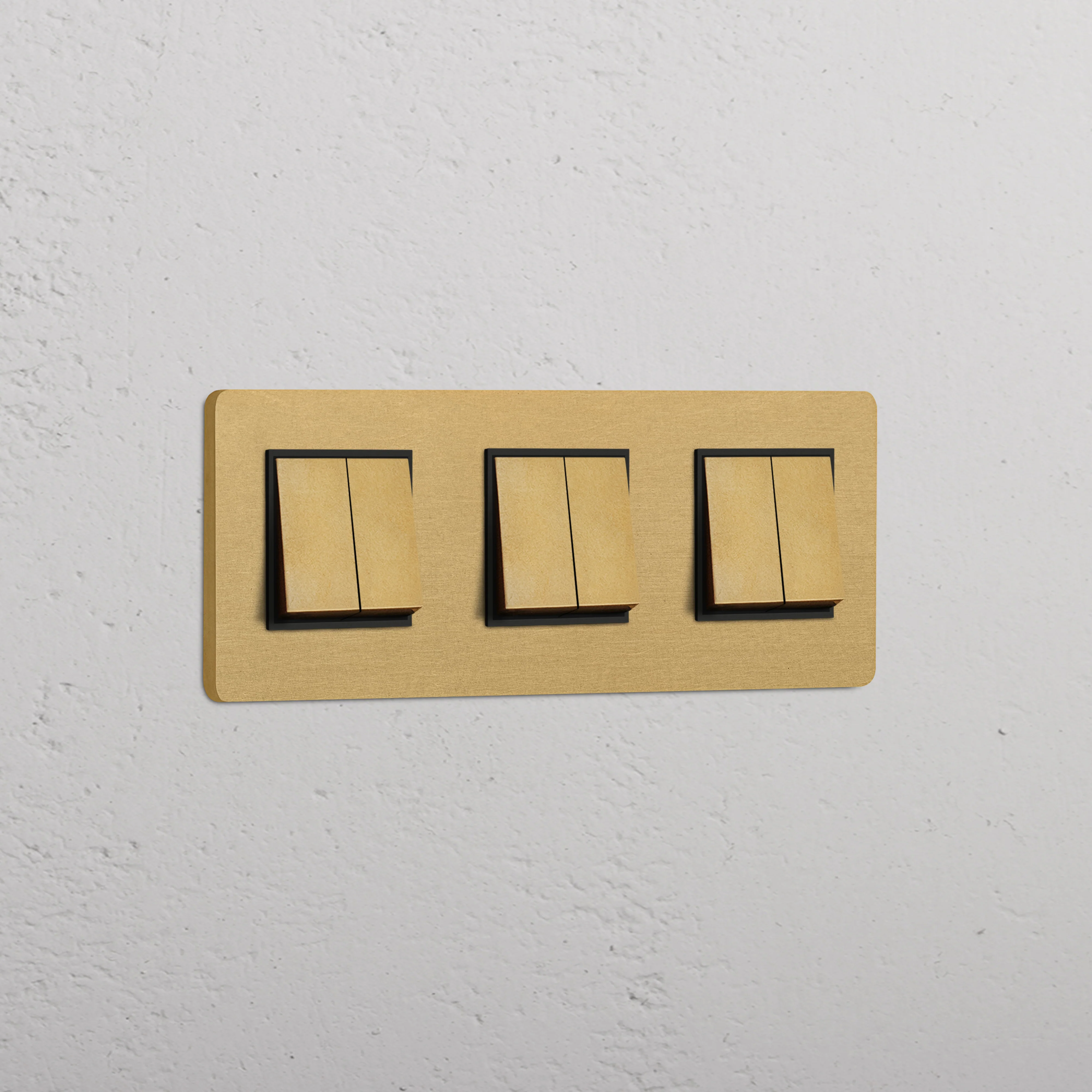 Grove Triple 6x Rocker Switch - Antique Brass | Black