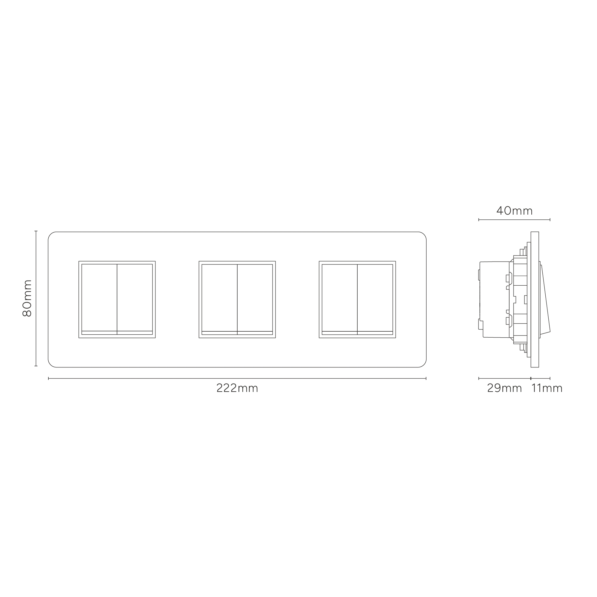 Grove Triple 6x Rocker Switch - Polished Nickel | Black - Image 3