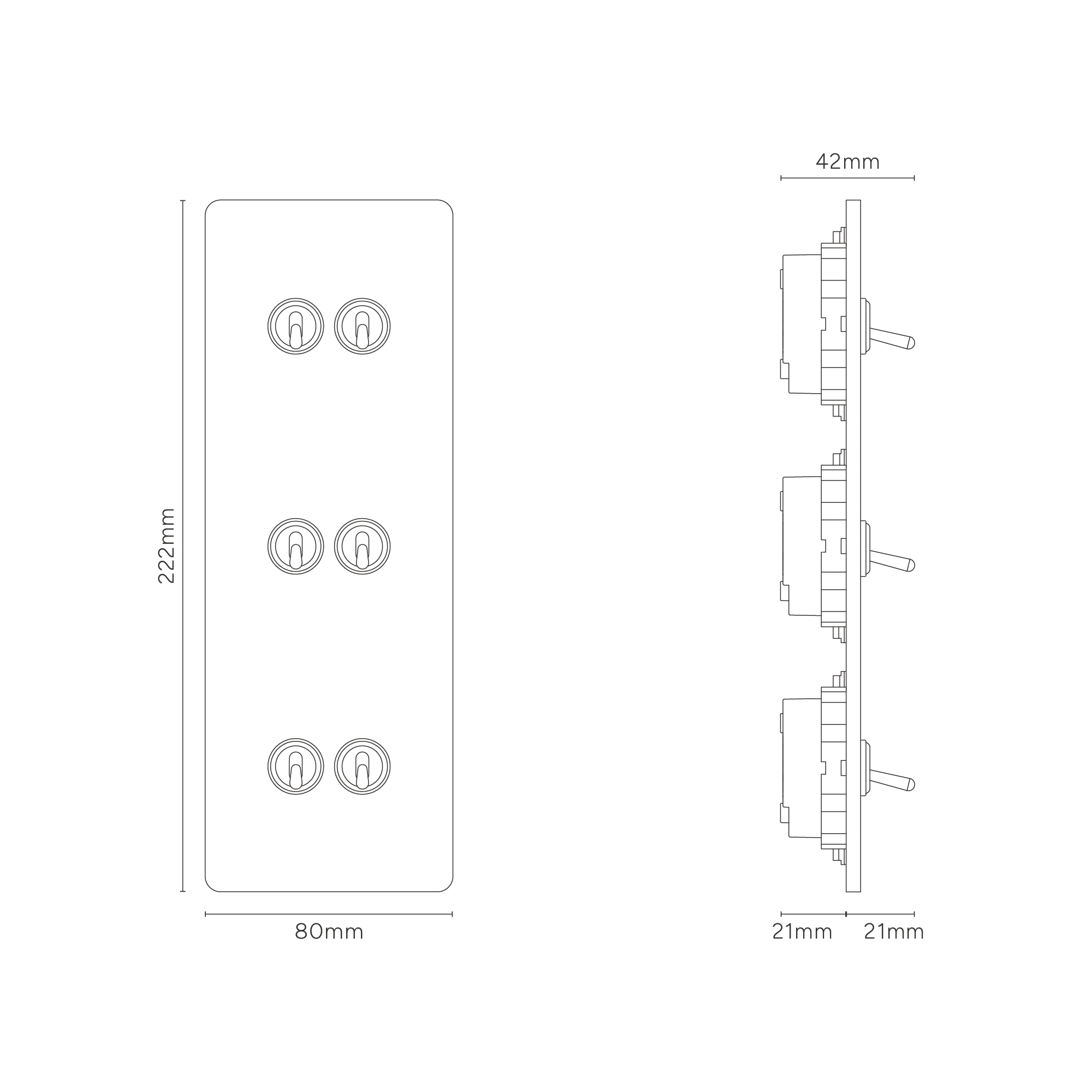 Grove Triple 6x Vertical Toggle Switch - Bronze - Image 3