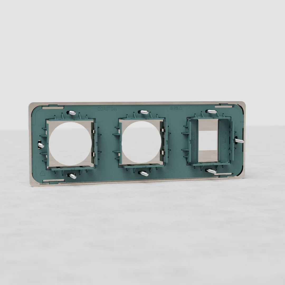 Grove Triple Keystone & 2x Socket Plate - Polished Nickel - Image 2