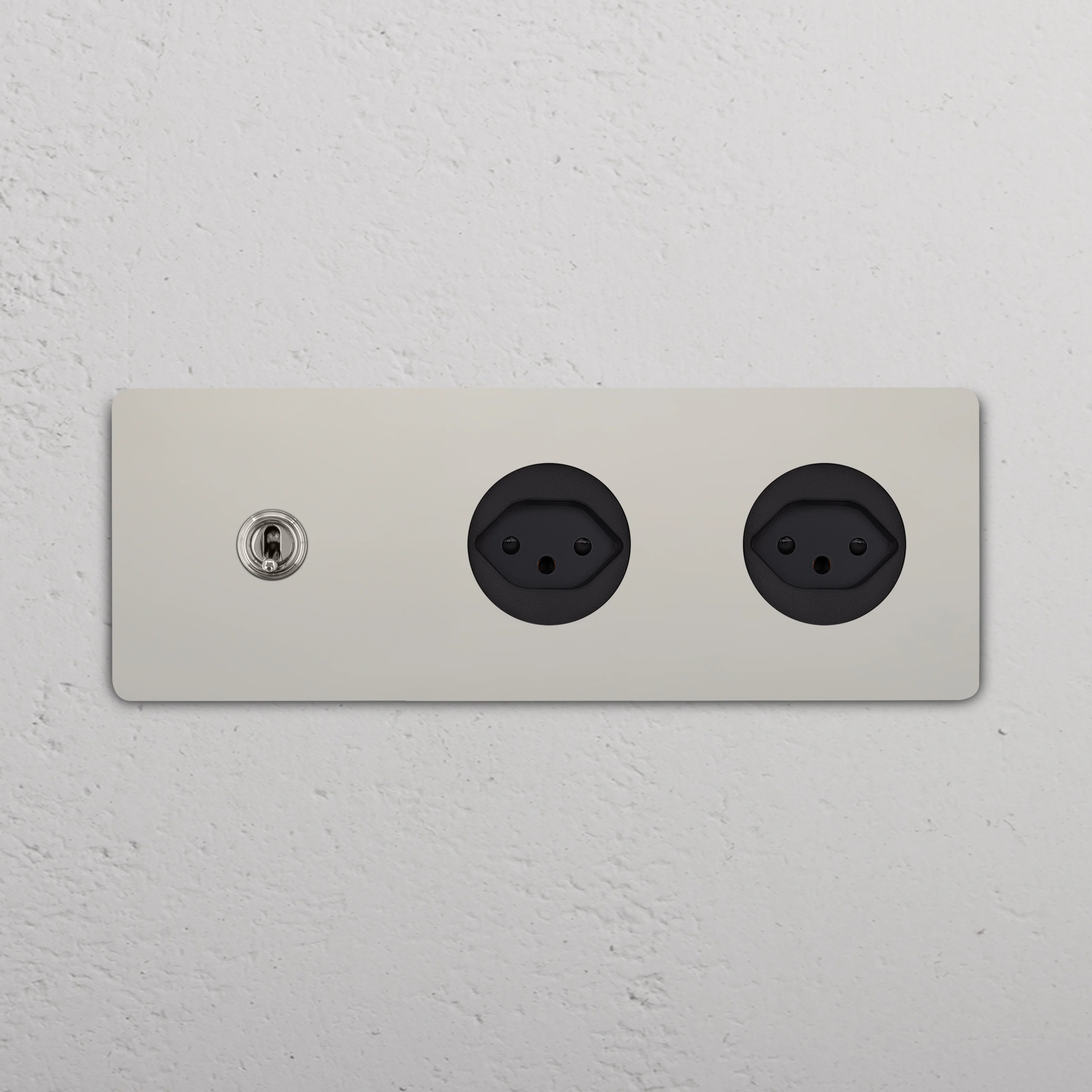 Grove Triple Toggle & 2x Swiss Type J Socket - Polished Nickel | Black - Image 2