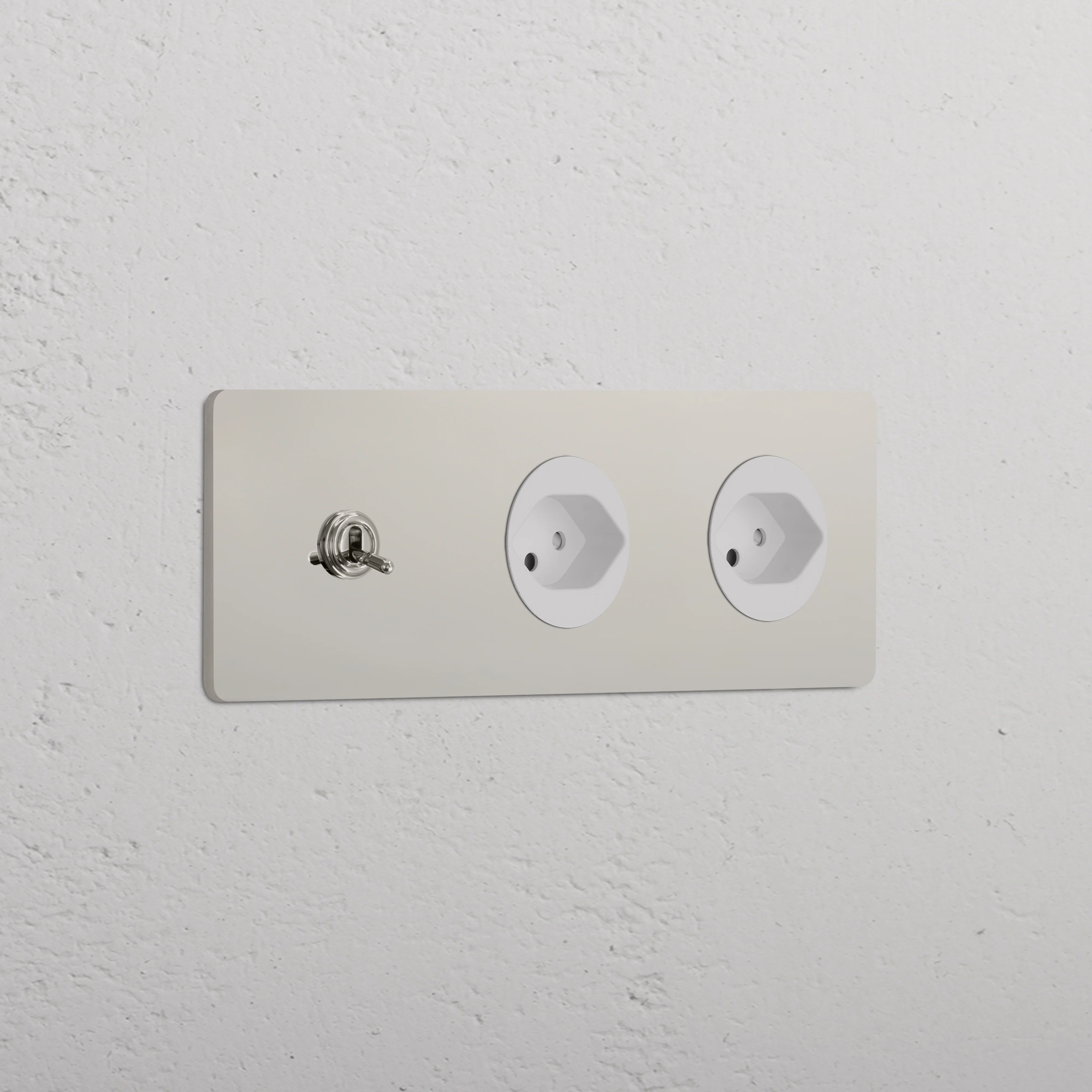 Grove Triple Toggle & 2x Swiss Type J Socket - Polished Nickel | White