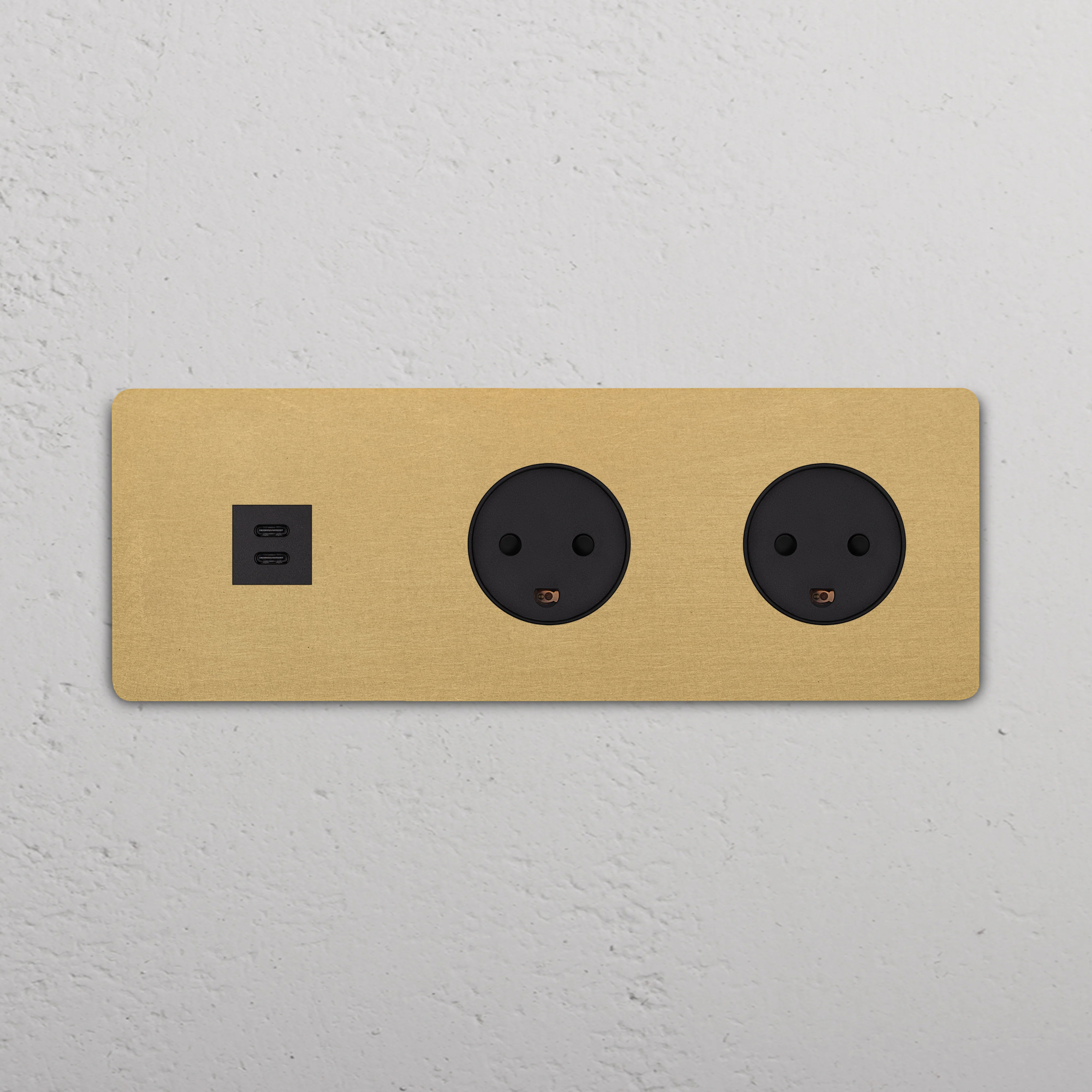 Grove Triple USB-C 30W & 2x Danish Type K Socket - Antique Brass | Black - Image 2