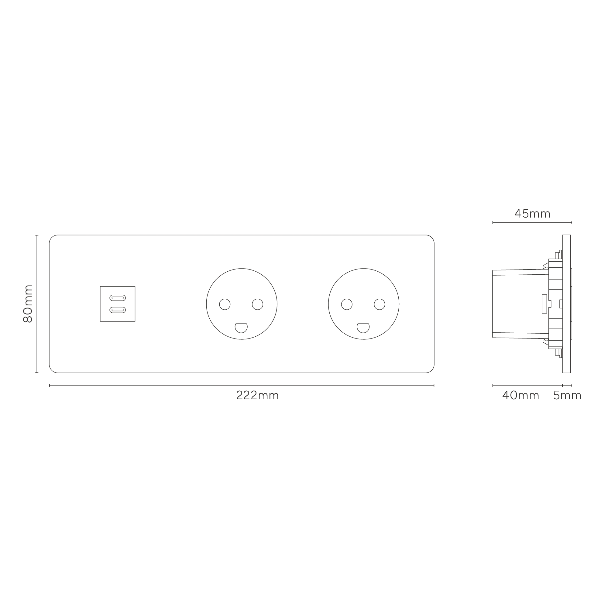 Grove Triple USB-C 30W & 2x Danish Type K Socket - Bronze | Black - Image 3
