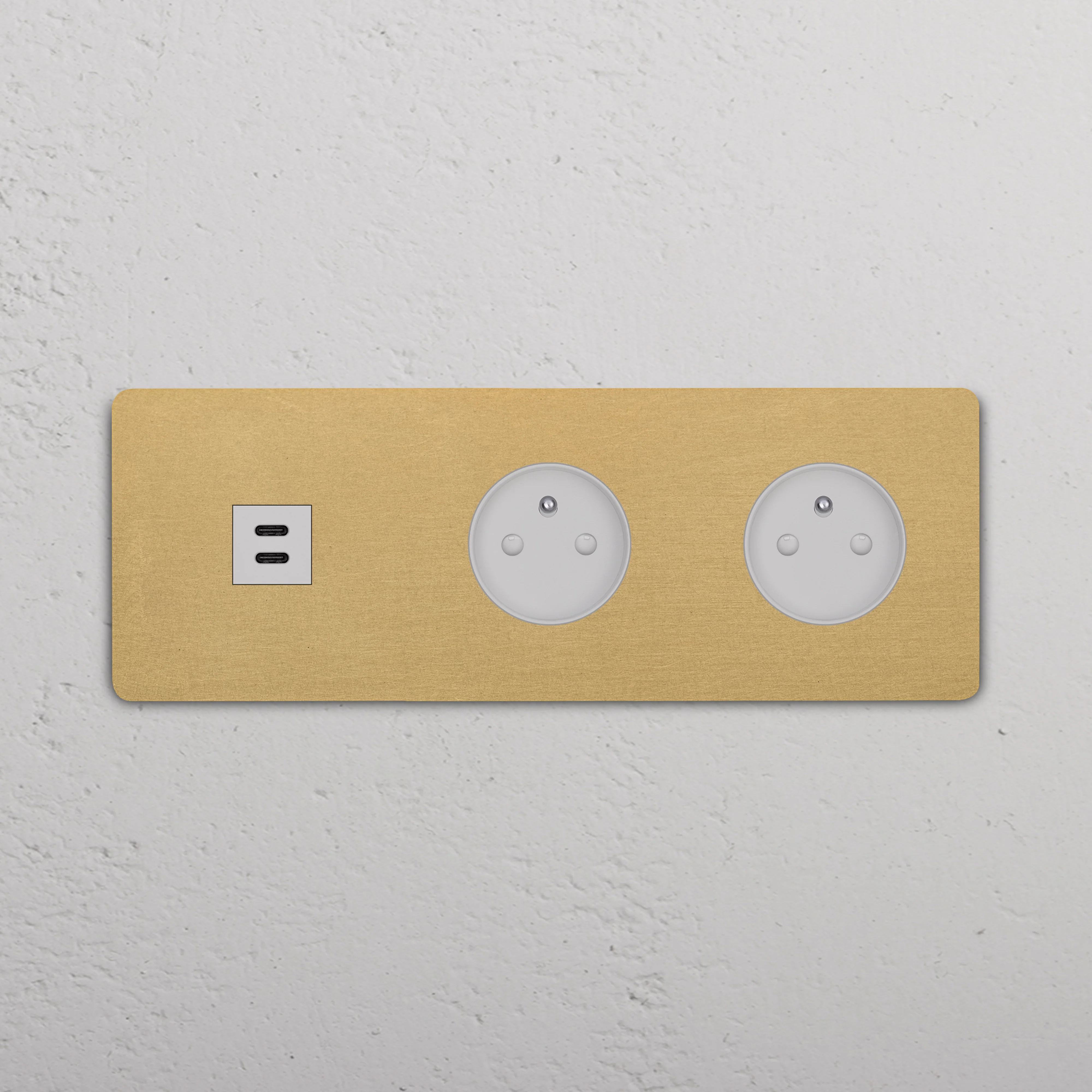 Grove Triple USB-C 30W & 2x French/Belgian Type E Socket - Antique Brass | White - Image 2