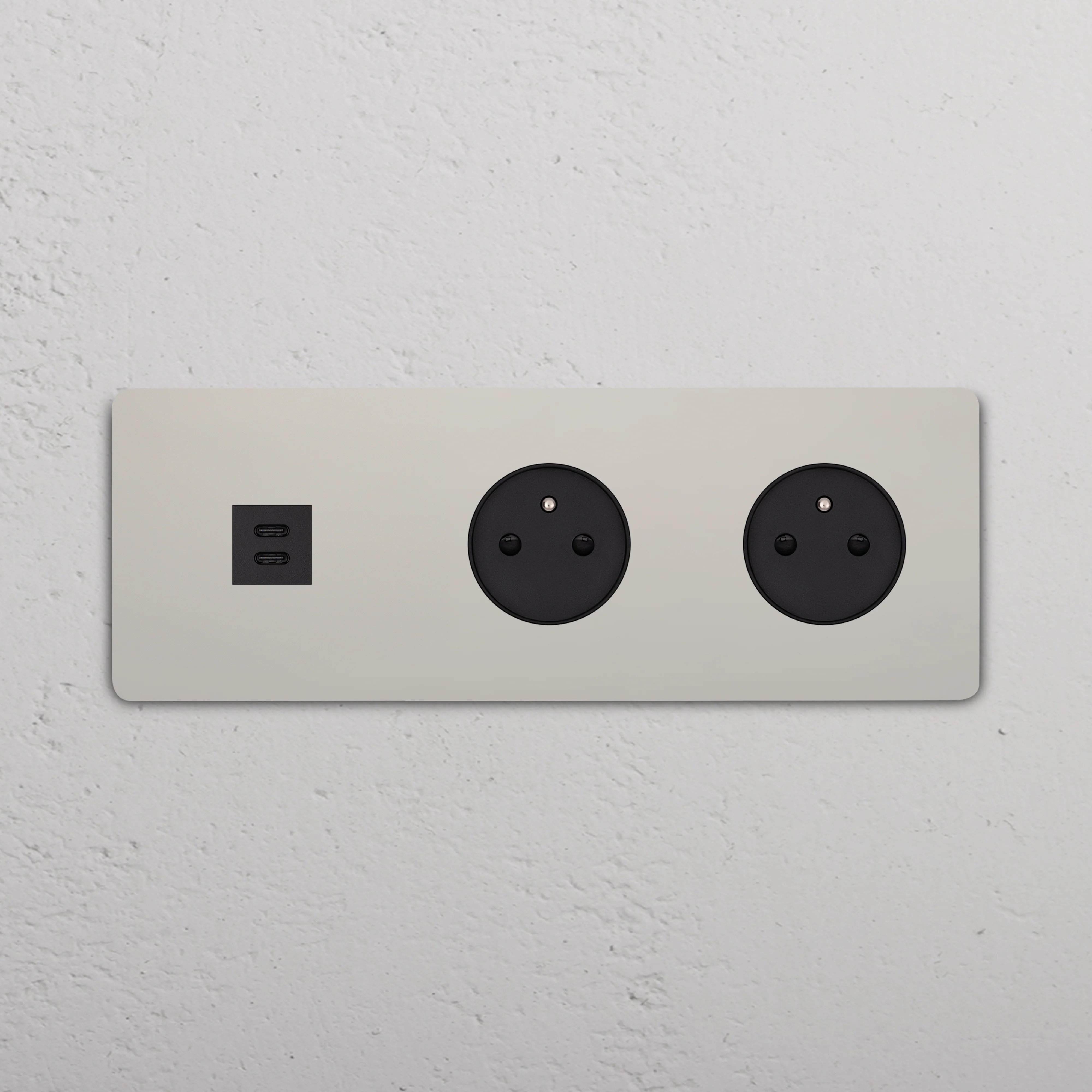 Grove Triple USB-C 30W & 2x French/Belgian Type E Socket - Polished Nickel | Black - Image 2