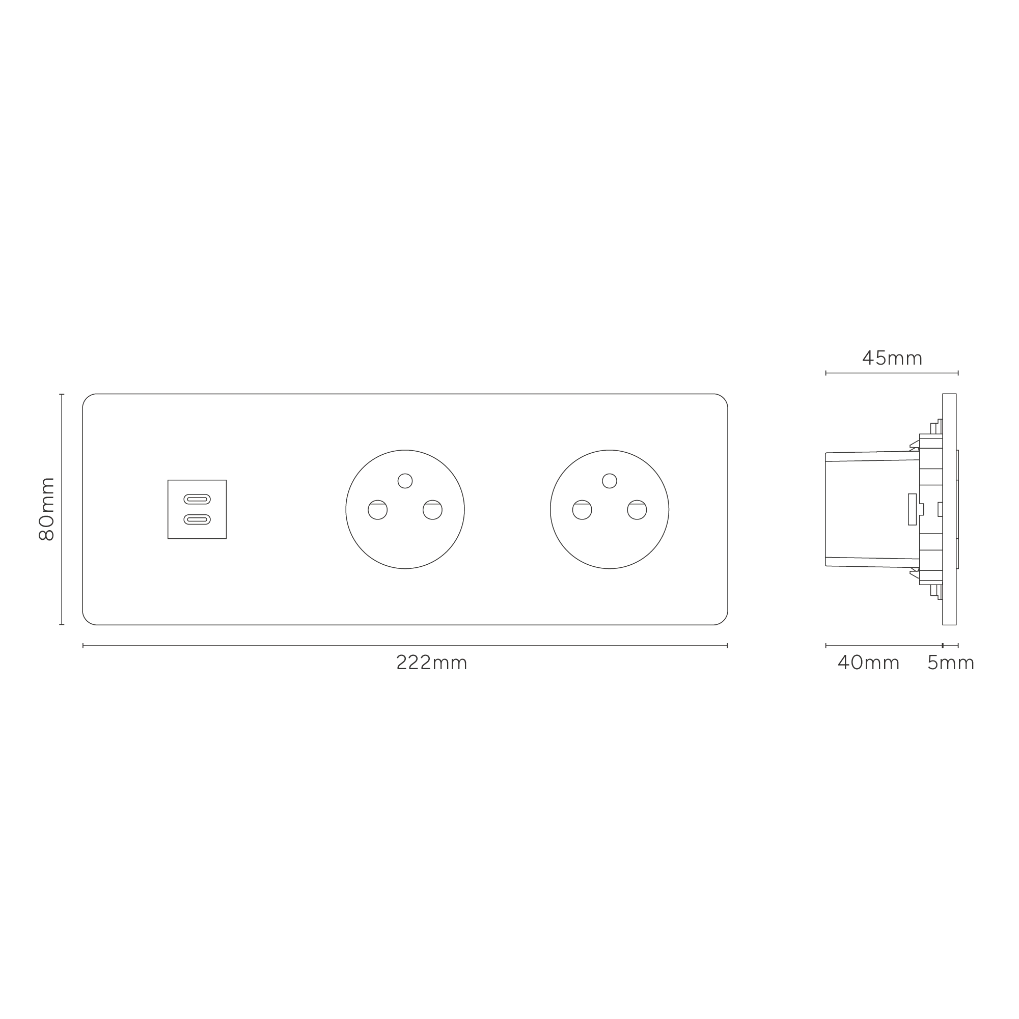 Grove Triple USB-C 30W & 2x French/Belgian Type E Socket - Polished Nickel | Black - Image 3
