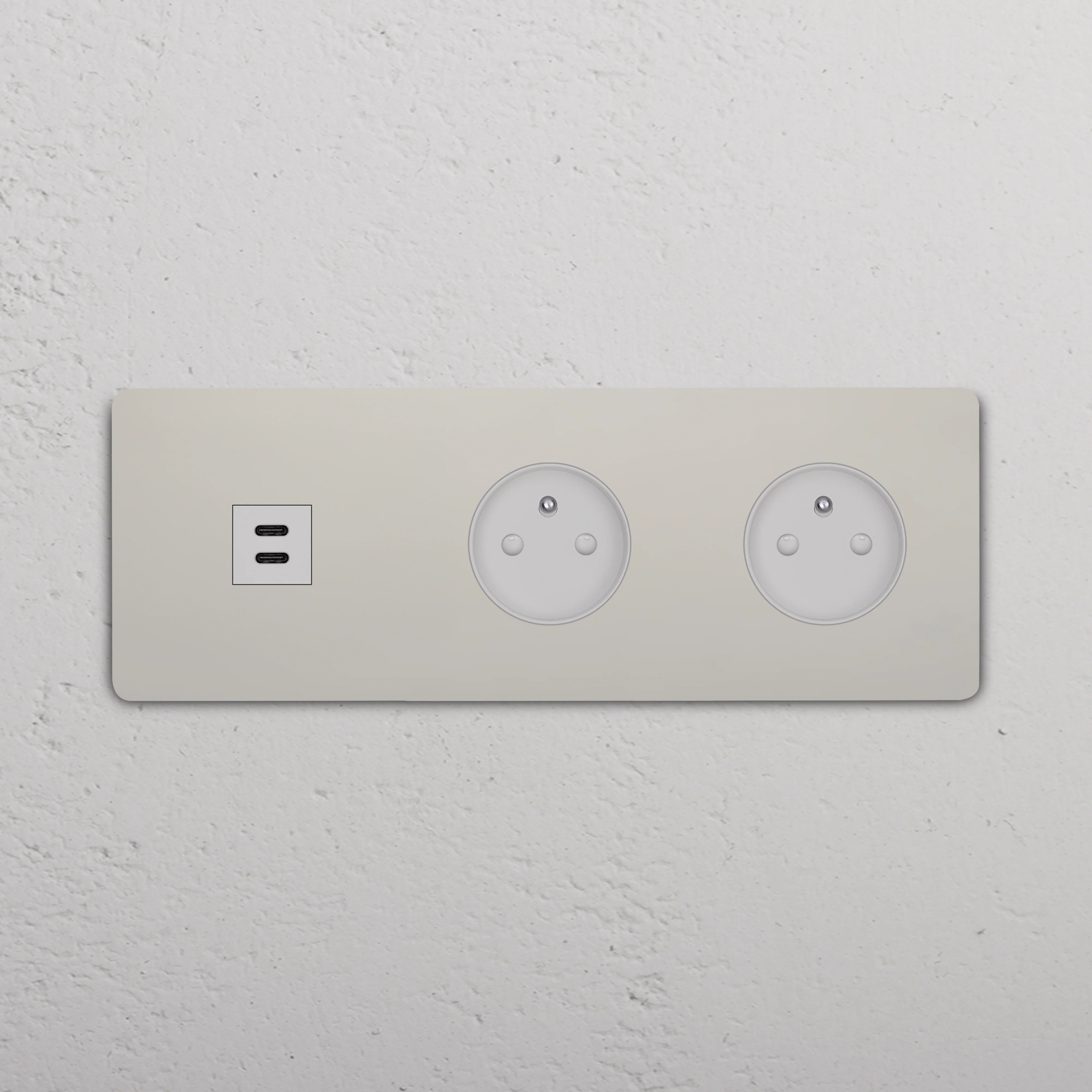 Grove Triple USB-C 30W & 2x French/Belgian Type E Socket - Polished Nickel | White - Image 2