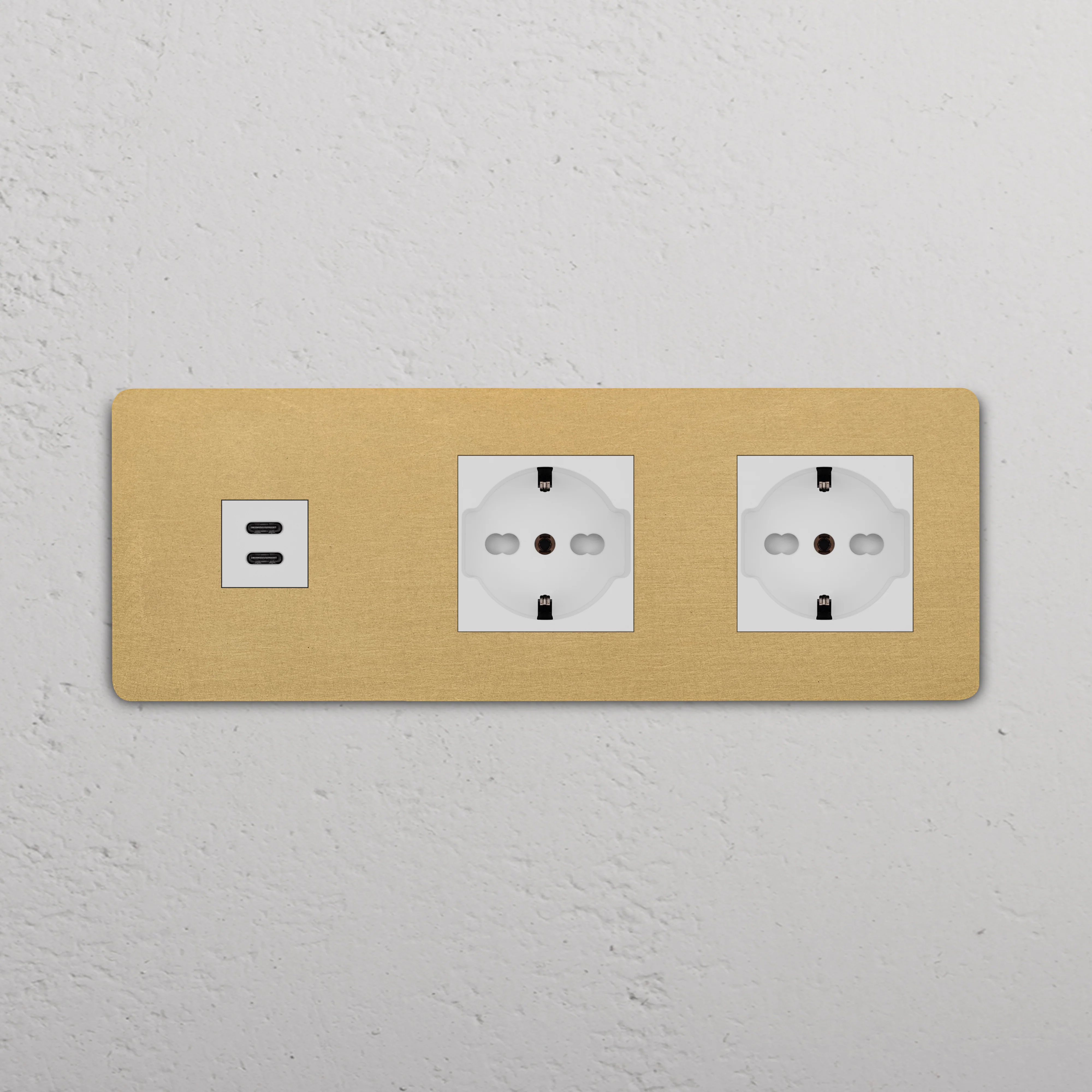 Grove Triple USB-C 30W & 2x Schuko/Bipasso Socket - Antique Brass | White - Image 2