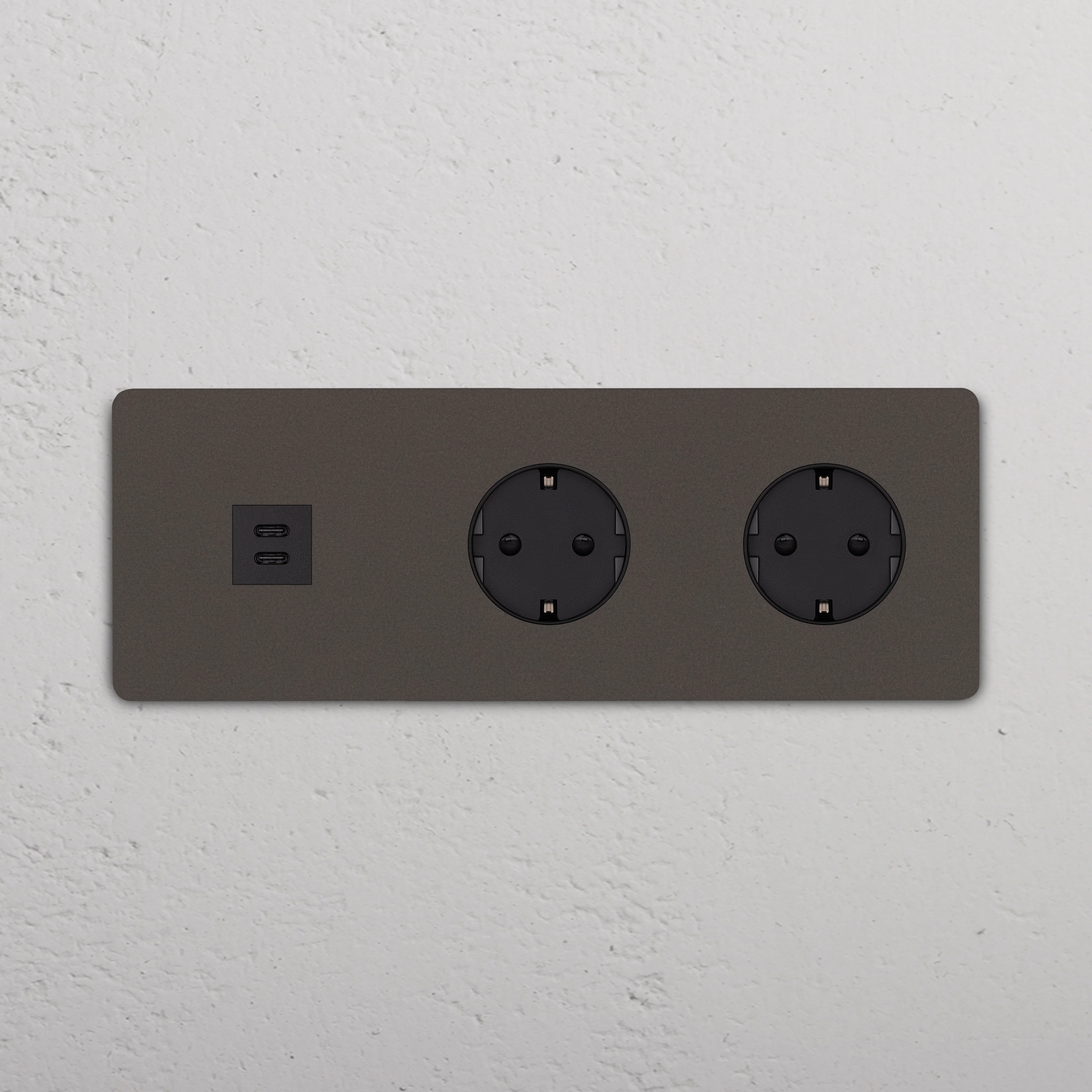 Grove Triple USB-C 30W & 2x Schuko Type F Socket - Bronze | Black - Image 2