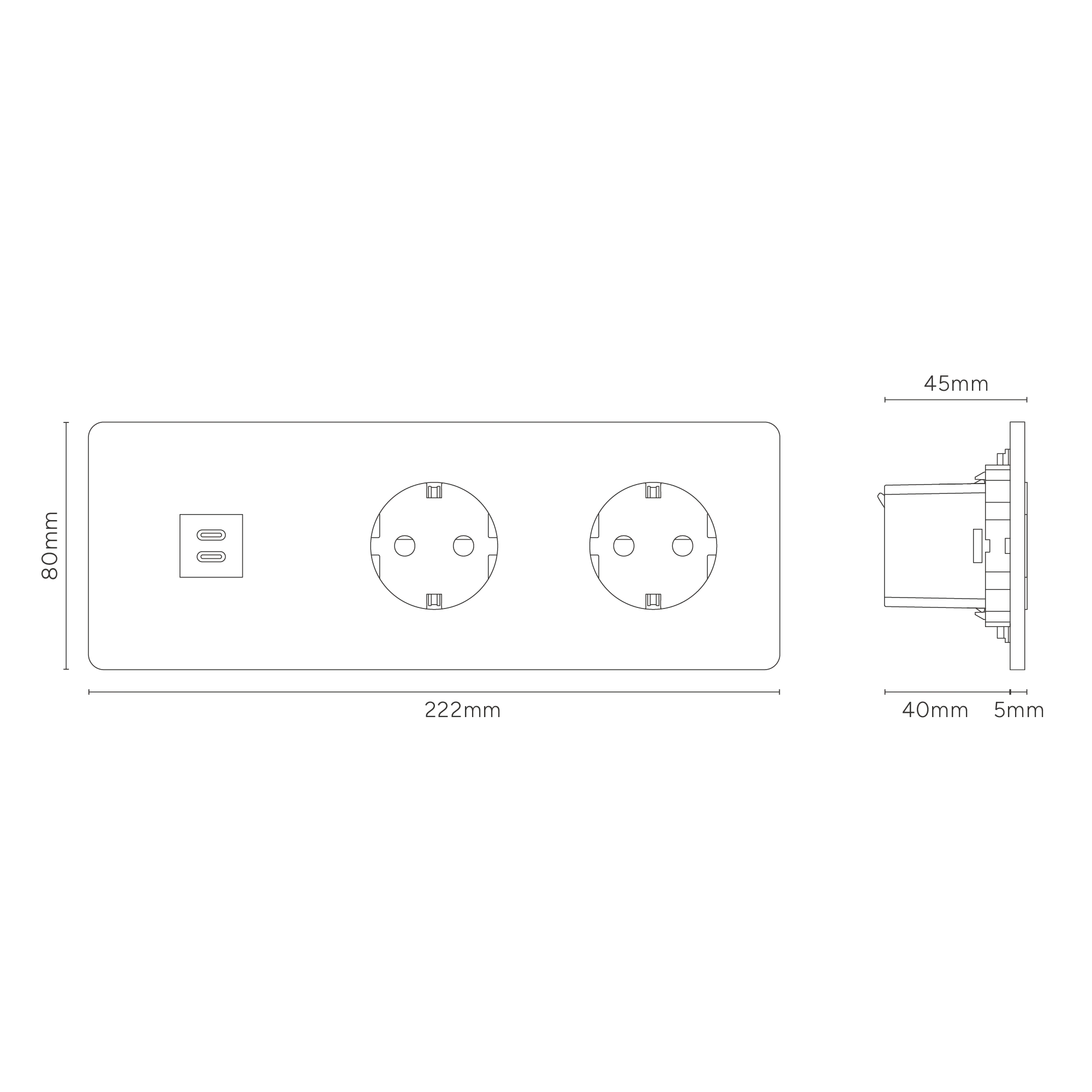 Grove Triple USB-C 30W & 2x Schuko Type F Socket - Bronze | Black - Image 3