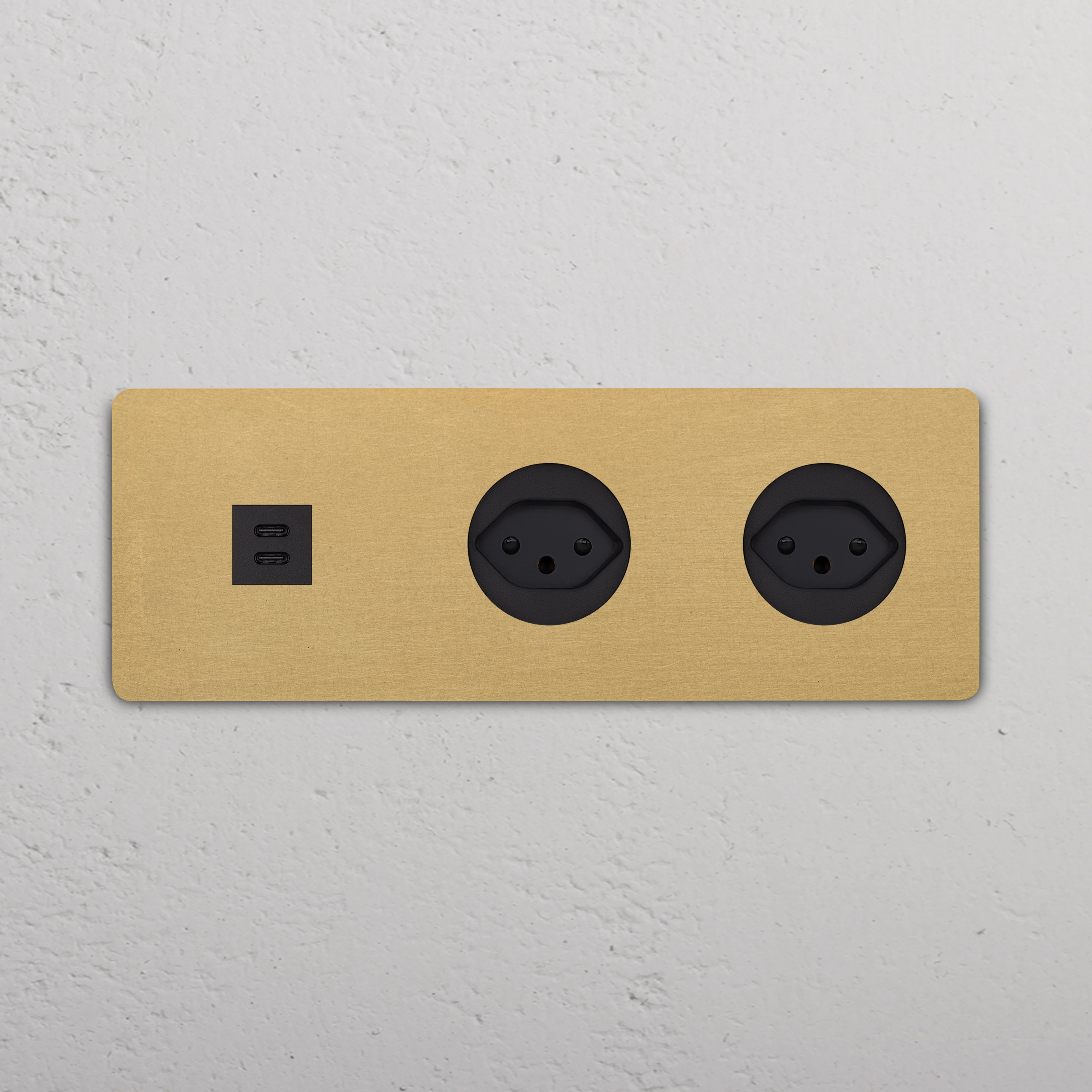 Grove Triple USB-C 30W & 2x Swiss Type J Socket - Antique Brass | Black - Image 2