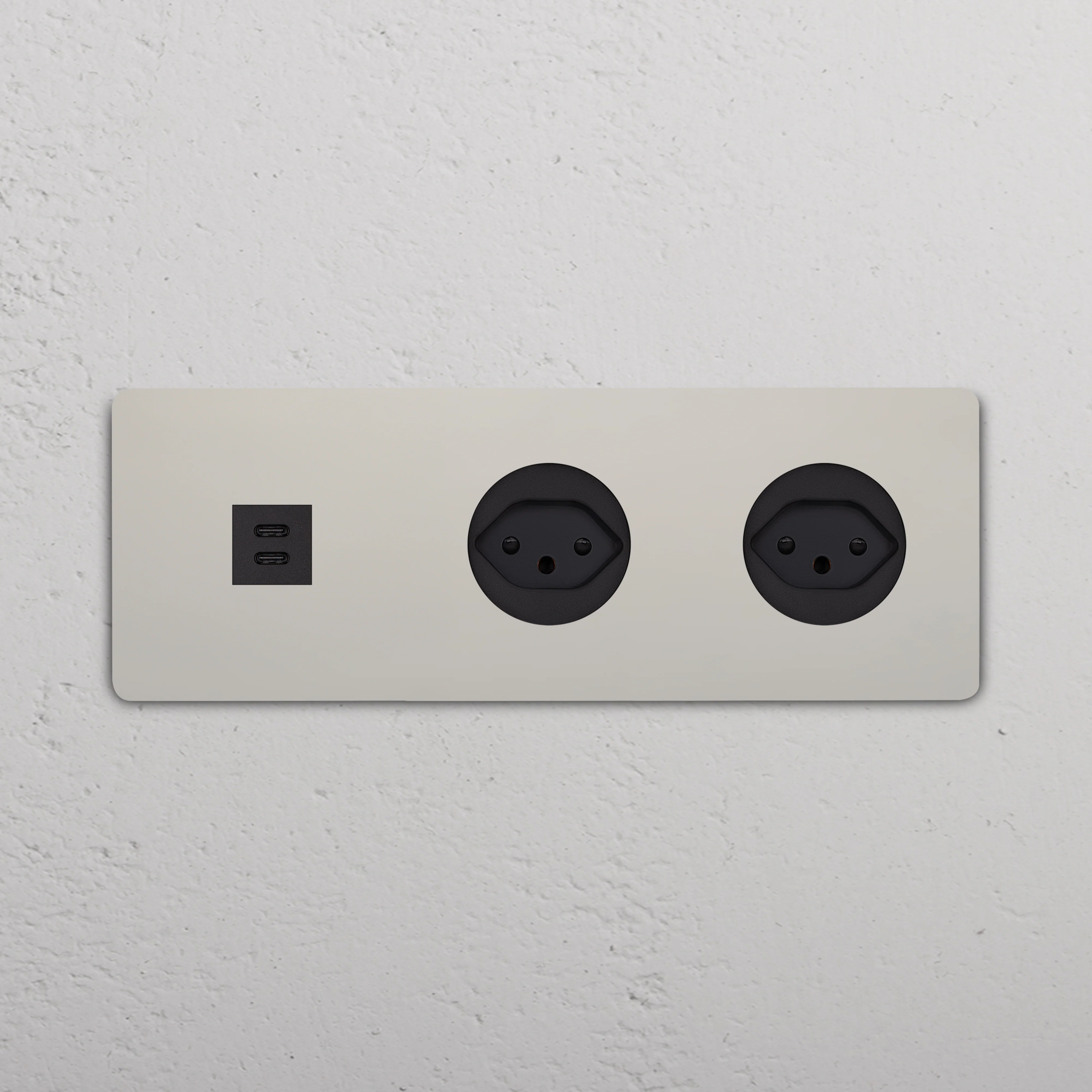 Grove Triple USB-C 30W & 2x Swiss Type J Socket - Polished Nickel | Black - Image 2