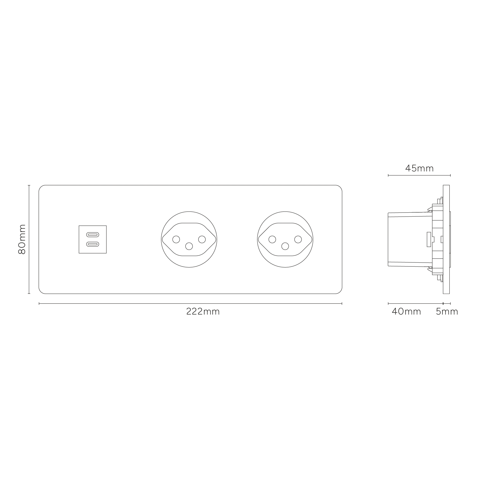 Grove Triple USB-C 30W & 2x Swiss Type J Socket - Polished Nickel | Black - Image 3