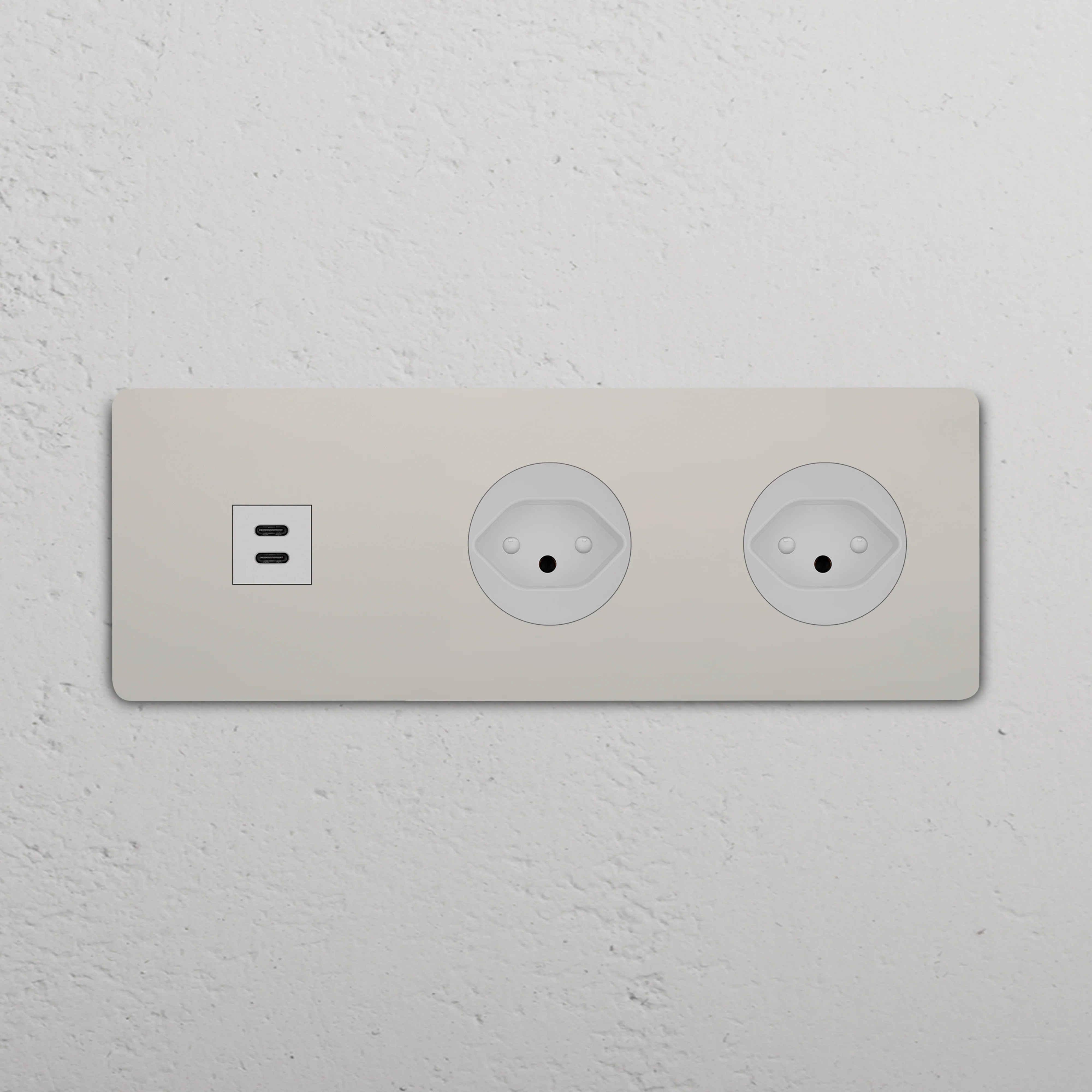 Grove Triple USB-C 30W & 2x Swiss Type J Socket - Polished Nickel | White - Image 2