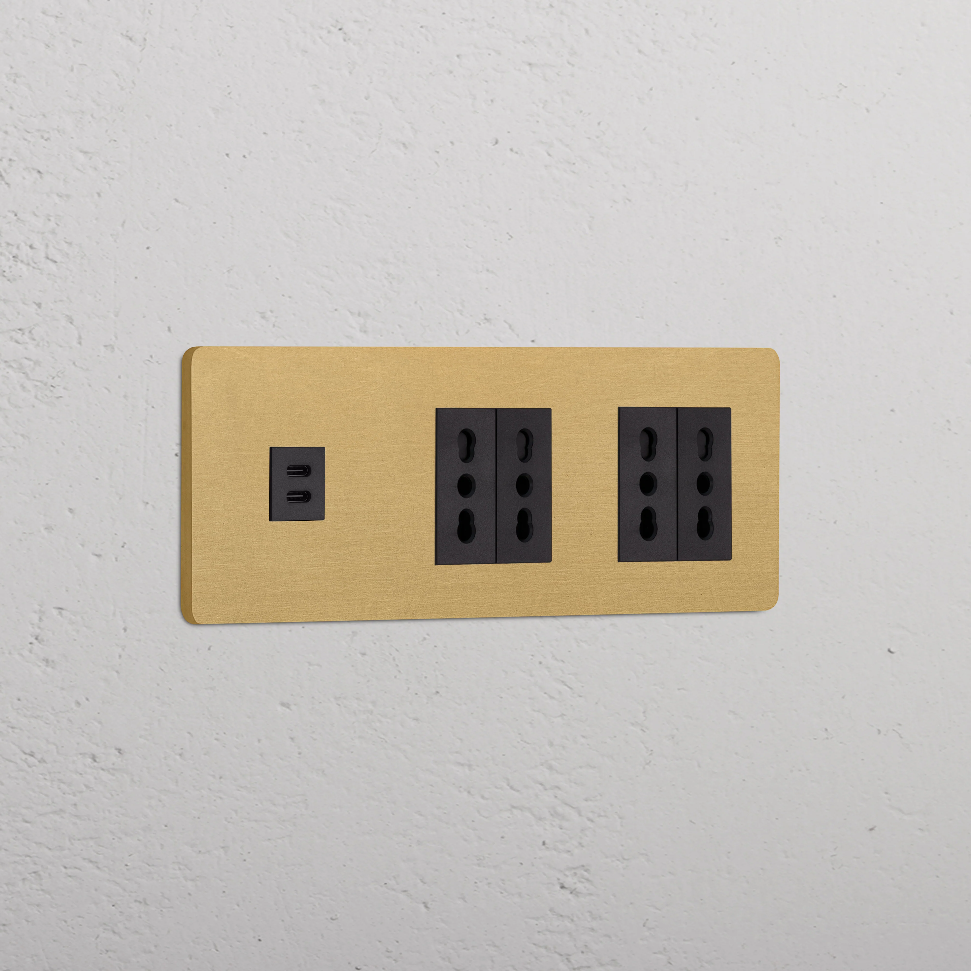 Grove Triple USB-C 30W & 4x Bipasso Socket - Antique Brass | Black