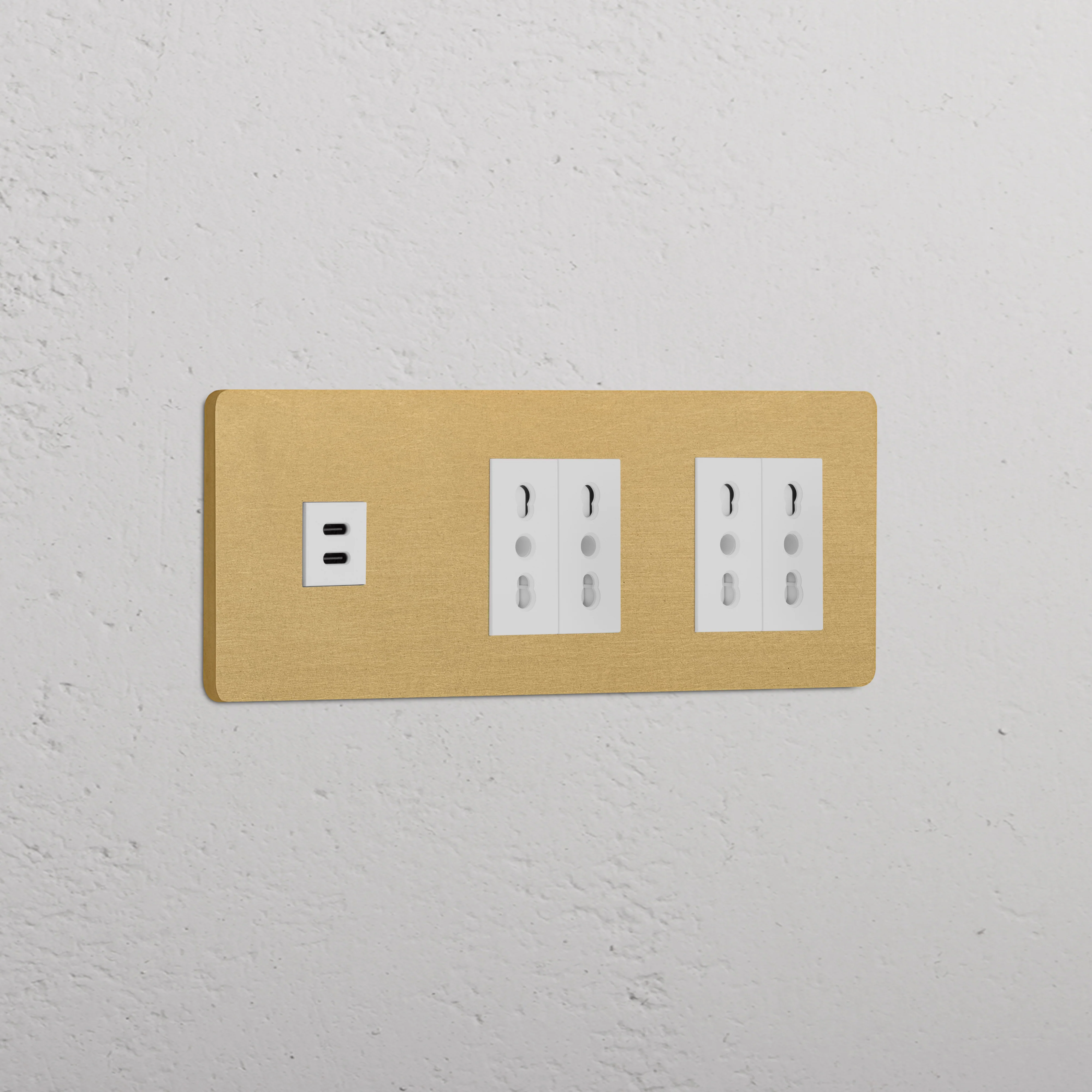 Grove Triple USB-C 30W & 4x Bipasso Socket - Antique Brass | White
