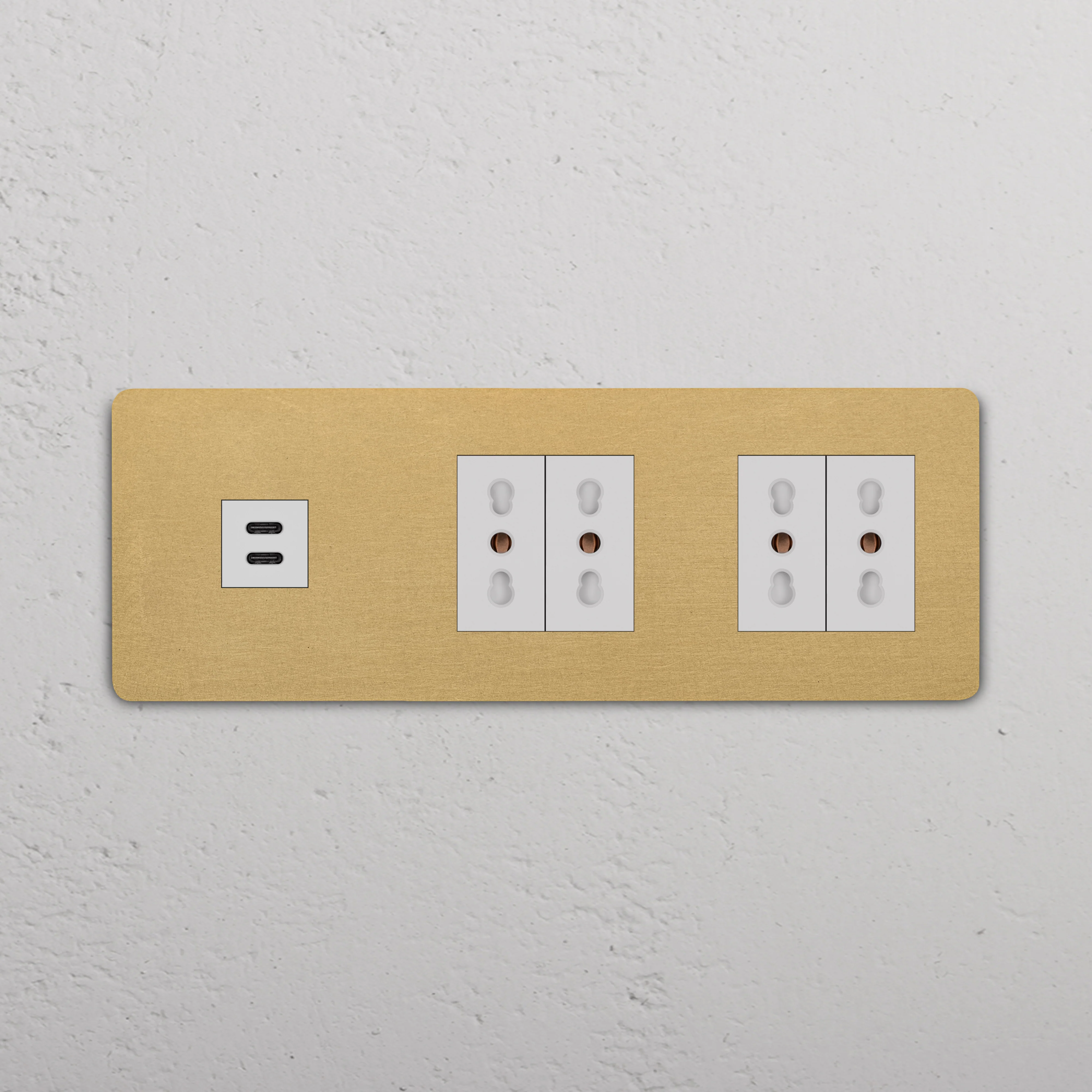 Grove Triple USB-C 30W & 4x Bipasso Socket - Antique Brass | White - Image 2