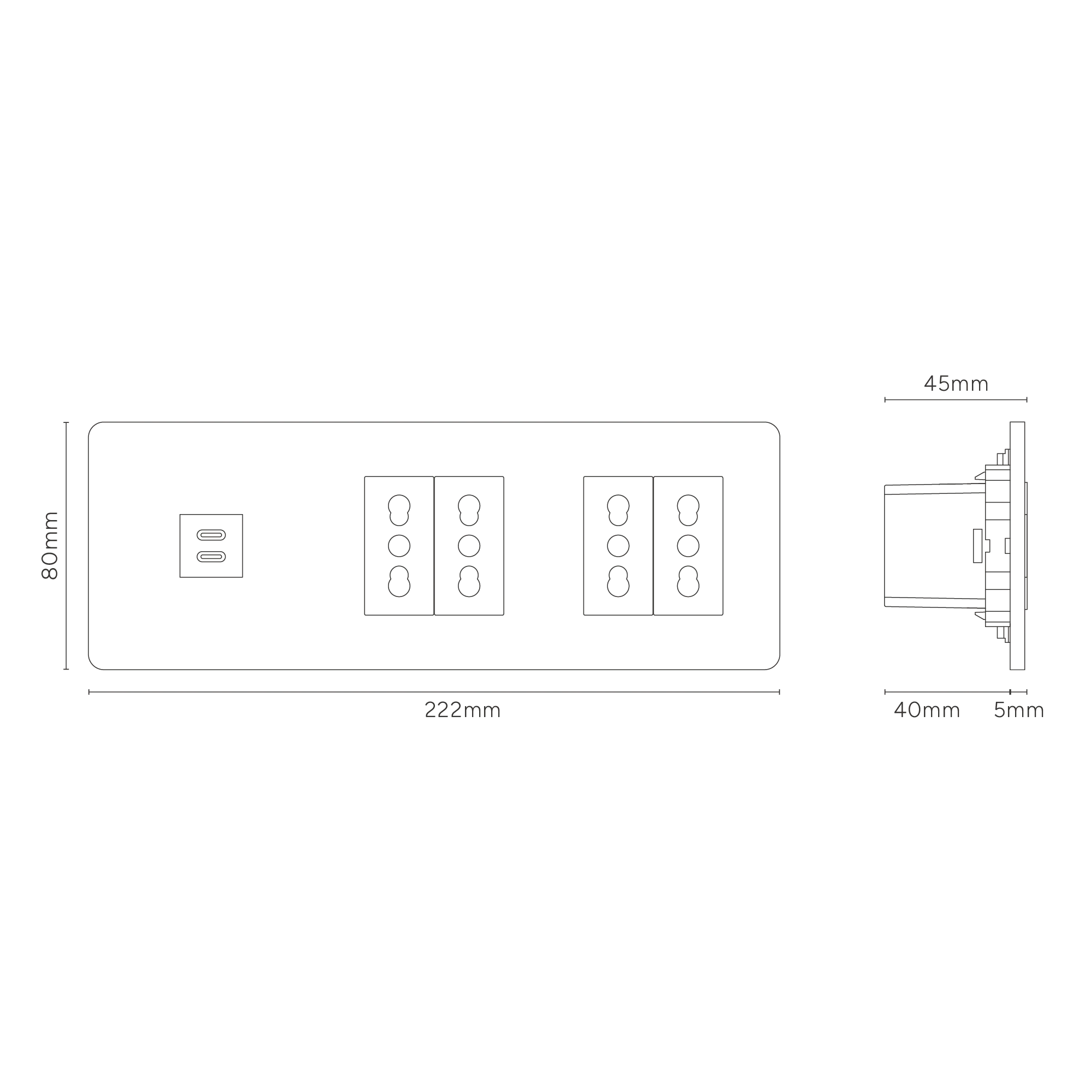Grove Triple USB-C 30W & 4x Bipasso Socket - Bronze | Black - Image 3
