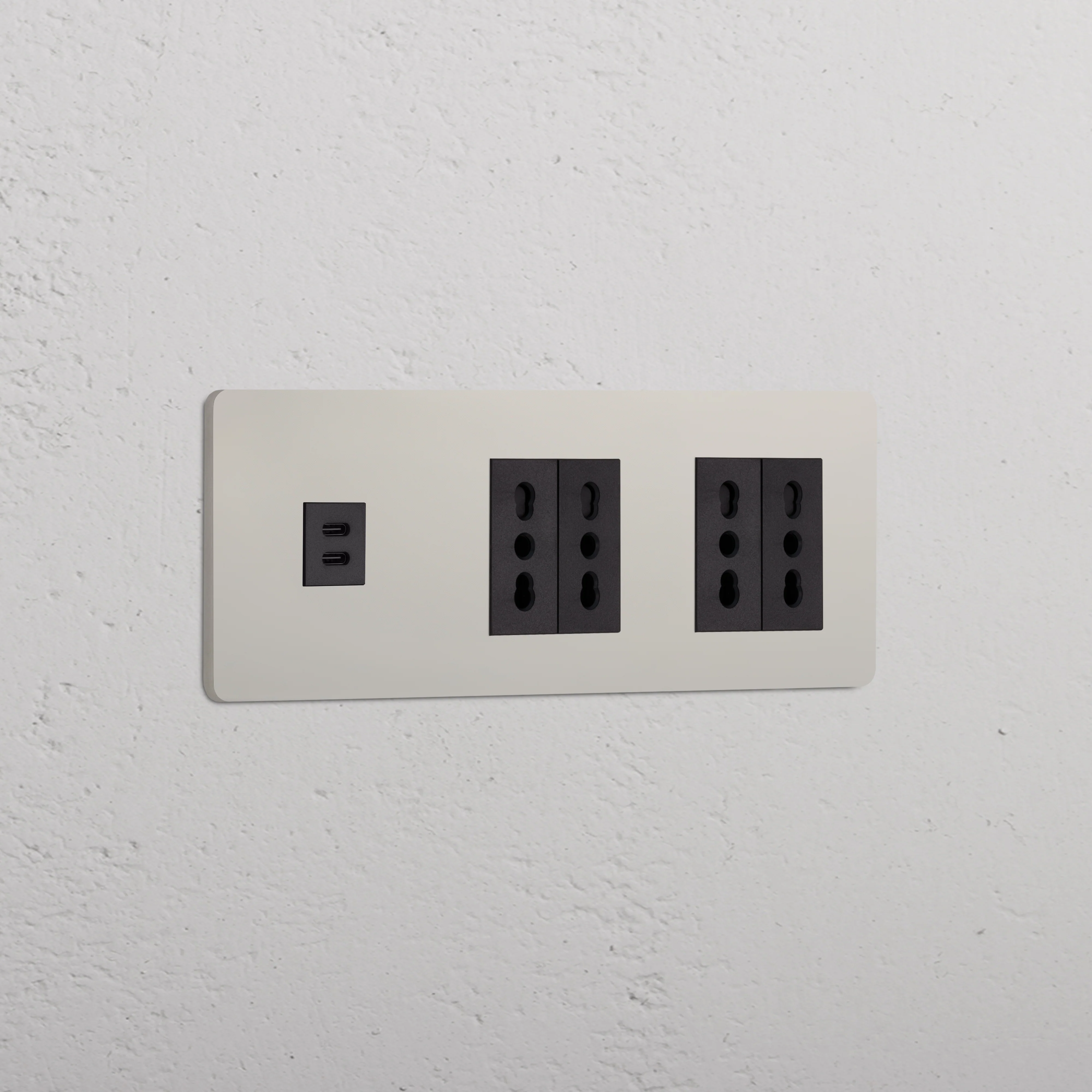 Grove Triple USB-C 30W & 4x Bipasso Socket - Polished Nickel | Black