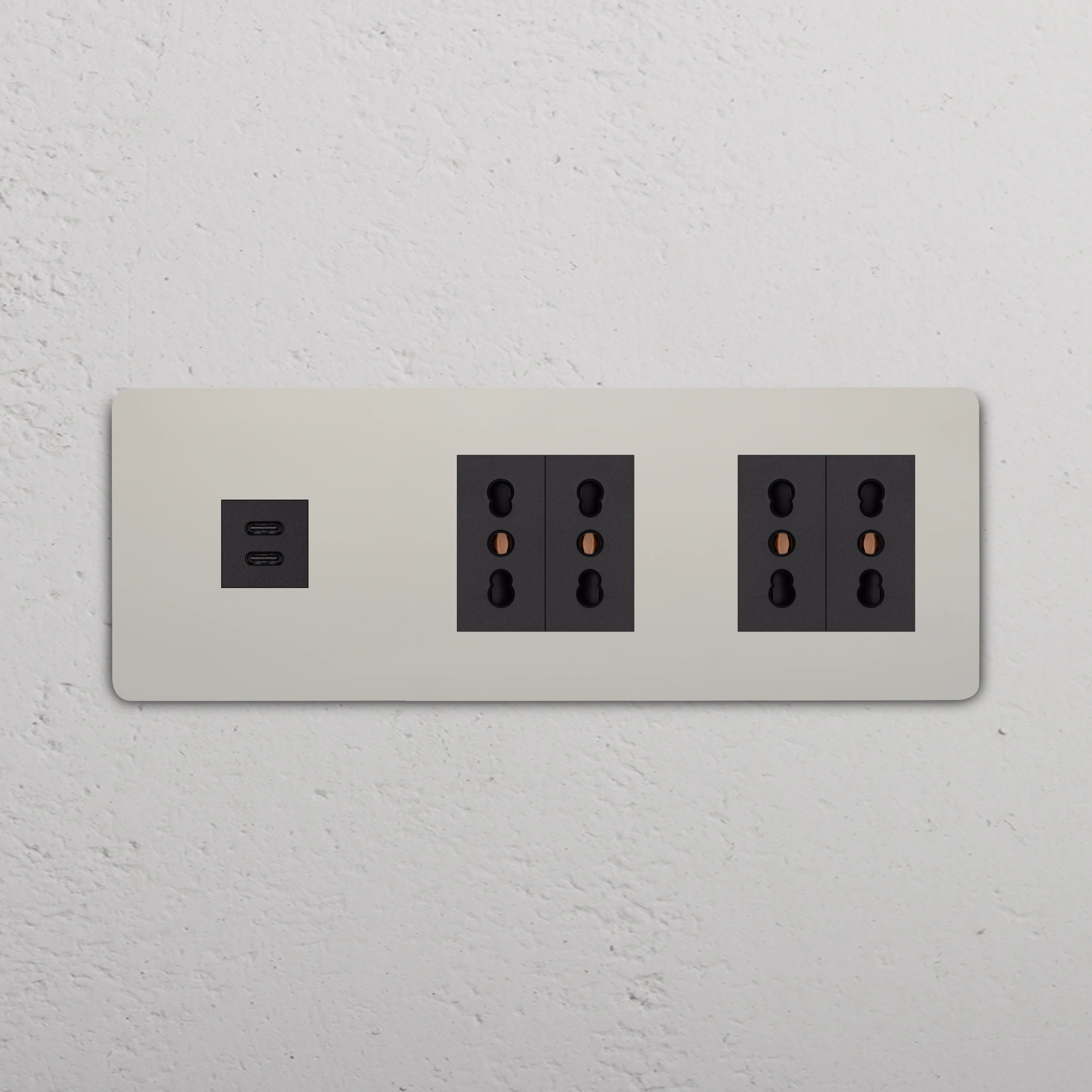 Grove Triple USB-C 30W & 4x Bipasso Socket - Polished Nickel | Black - Image 2