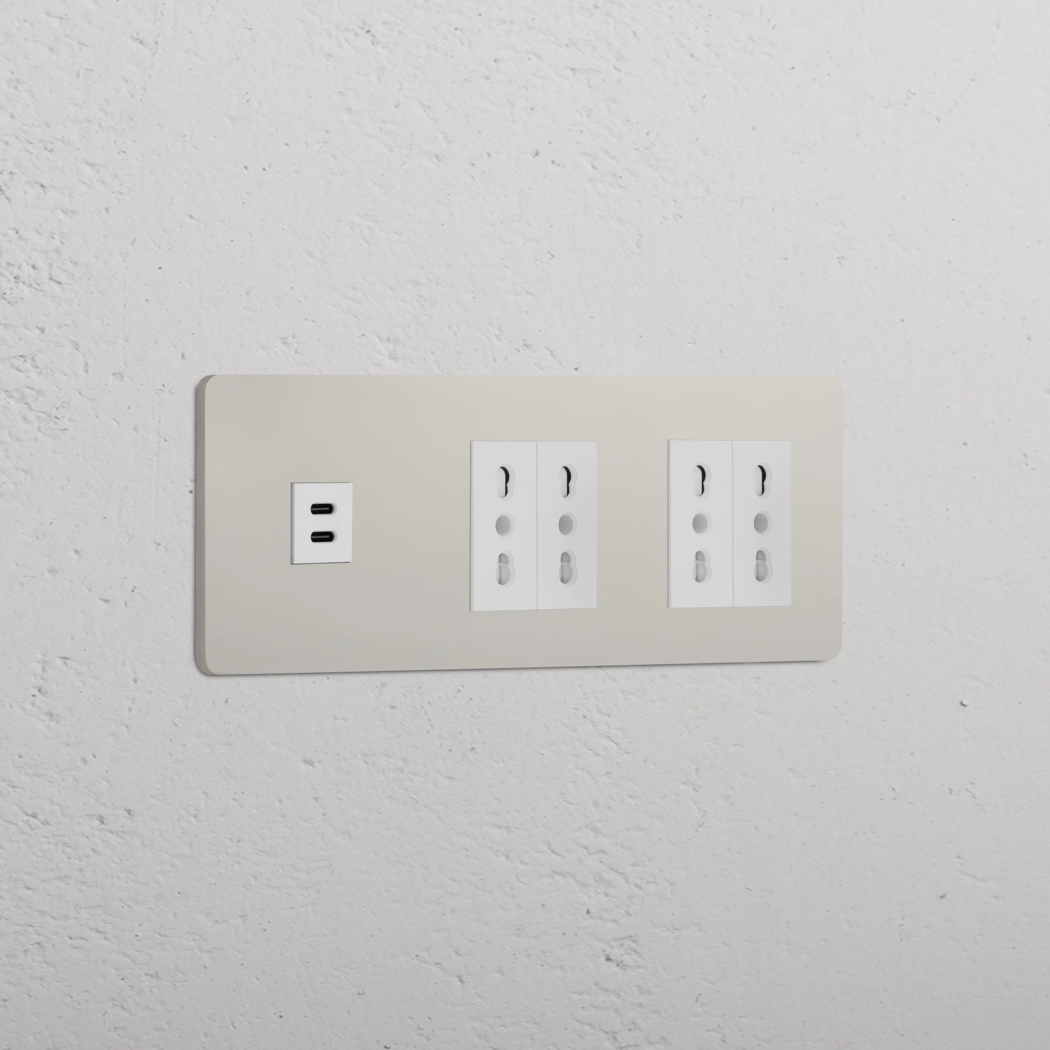 Grove Triple USB-C 30W & 4x Bipasso Socket - Polished Nickel | White