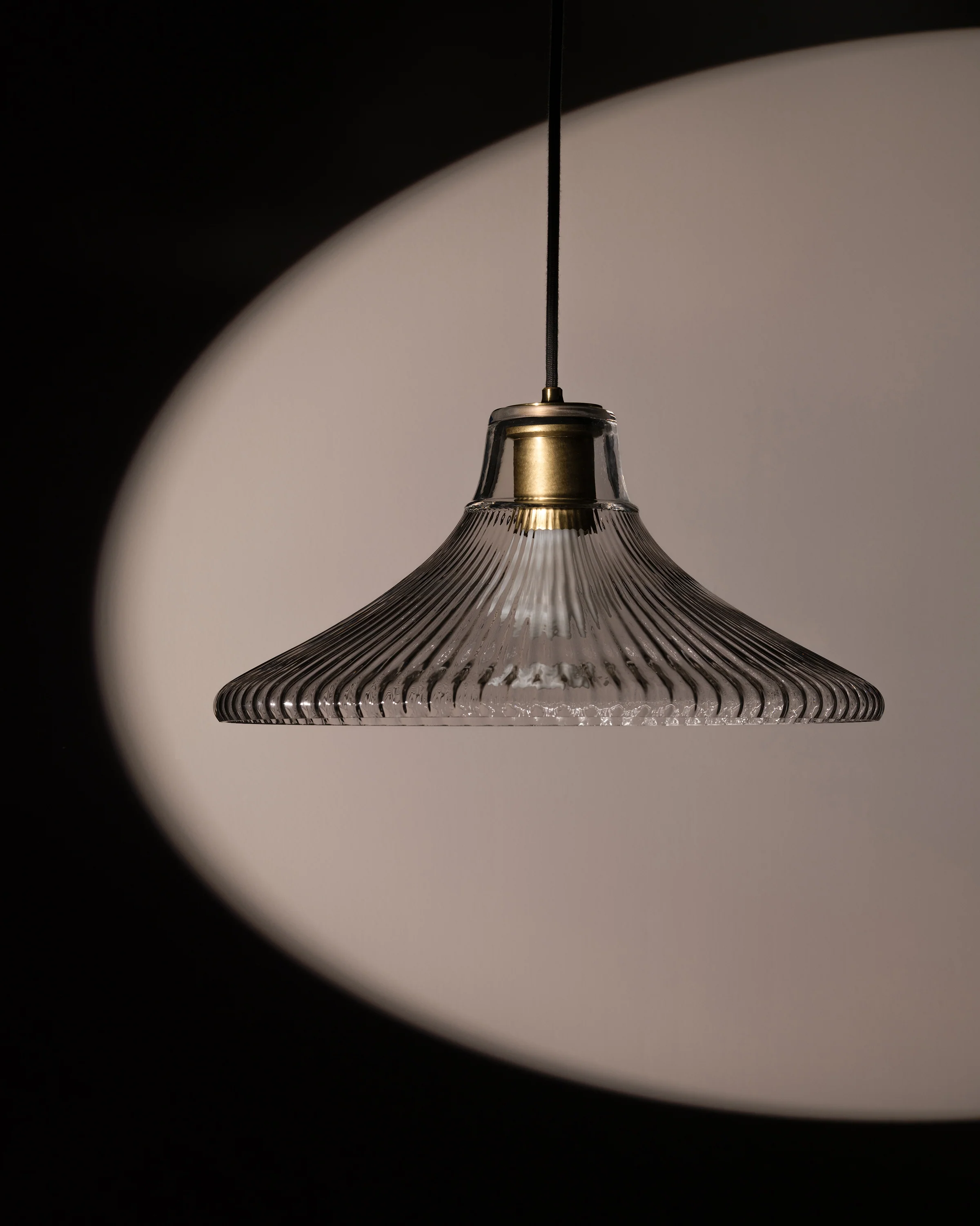 Hammersmith Large Pendant Light Fluted Glass - Antique Brass - Image 3