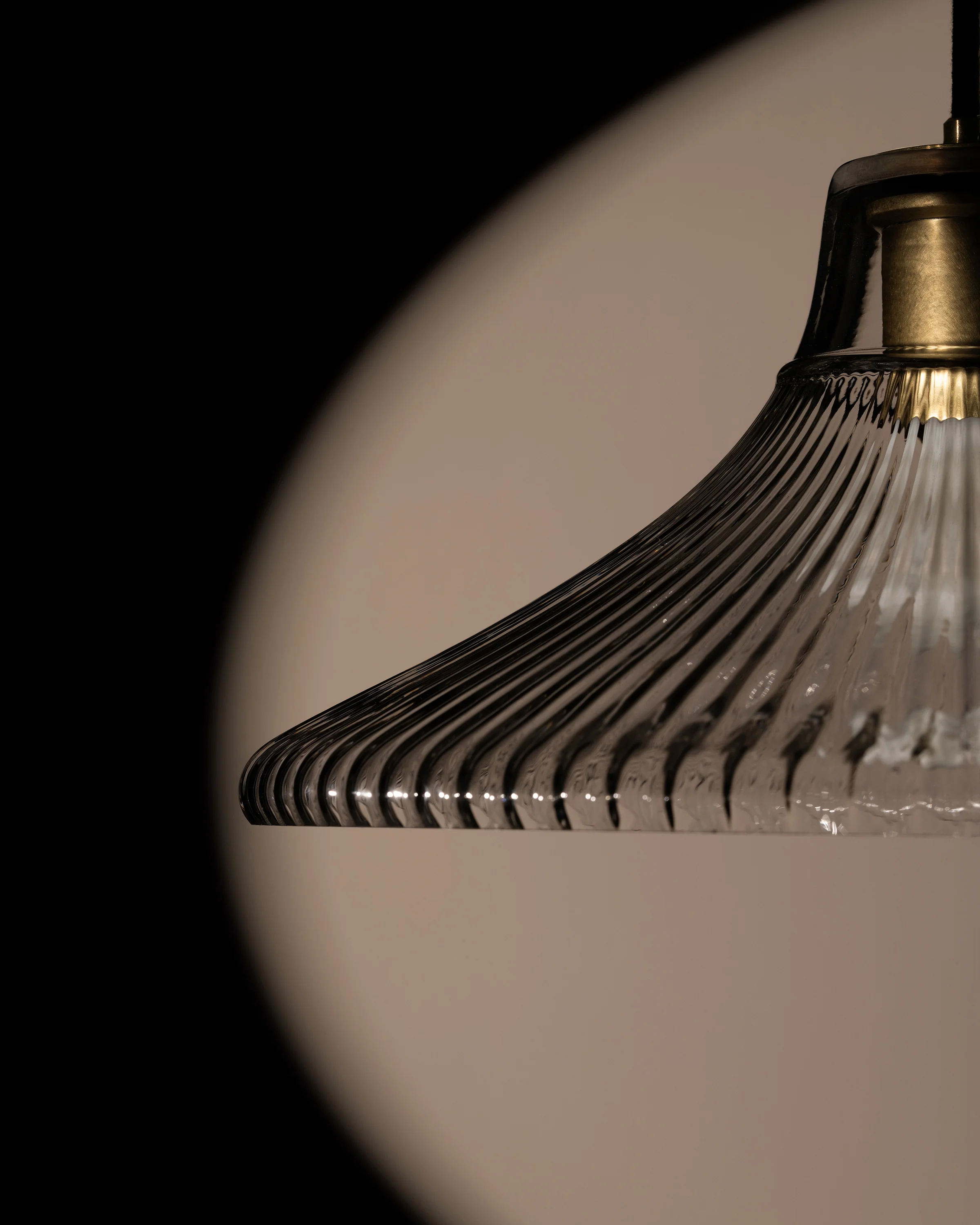 Hammersmith Large Pendant Light Fluted Glass - Antique Brass - Image 5